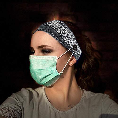 Bohend Bohend Boho Button Headband Wide Stretchy Daily Use Knotted Headwear Sport Athletic Yoga Gym Hair Accessories for Women and Girls(3pcs) (D)