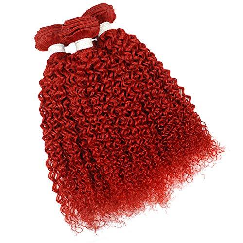 Tony beauty hair Tony Beauty Hair Red Kinky Curly Human Hair Bundles Birght Red Brazilian Virgin Hair Weaves Kinky Curly Red Color Human Hair Weft Extensions Pure Red 3 Bundles Lot Mixed Length (22 24 26)