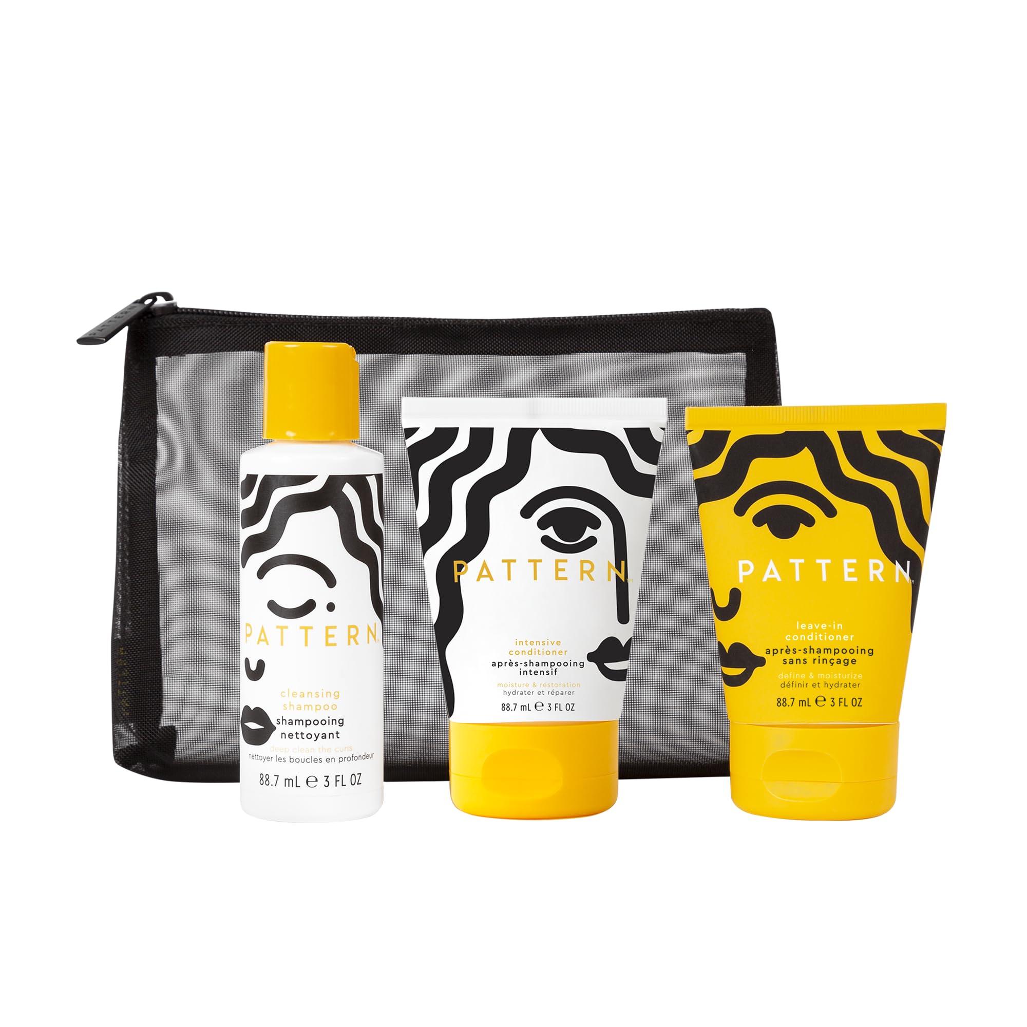 PATTERN PATTERN Beauty by Tracee Ellis Ross Texture Travel Kit for Curly & Coily Hair, 3a-4c, Includes 3 oz Leave-In Conditioner, 3 oz Intensive Conditioner, 3 oz Cleansing Shampoo