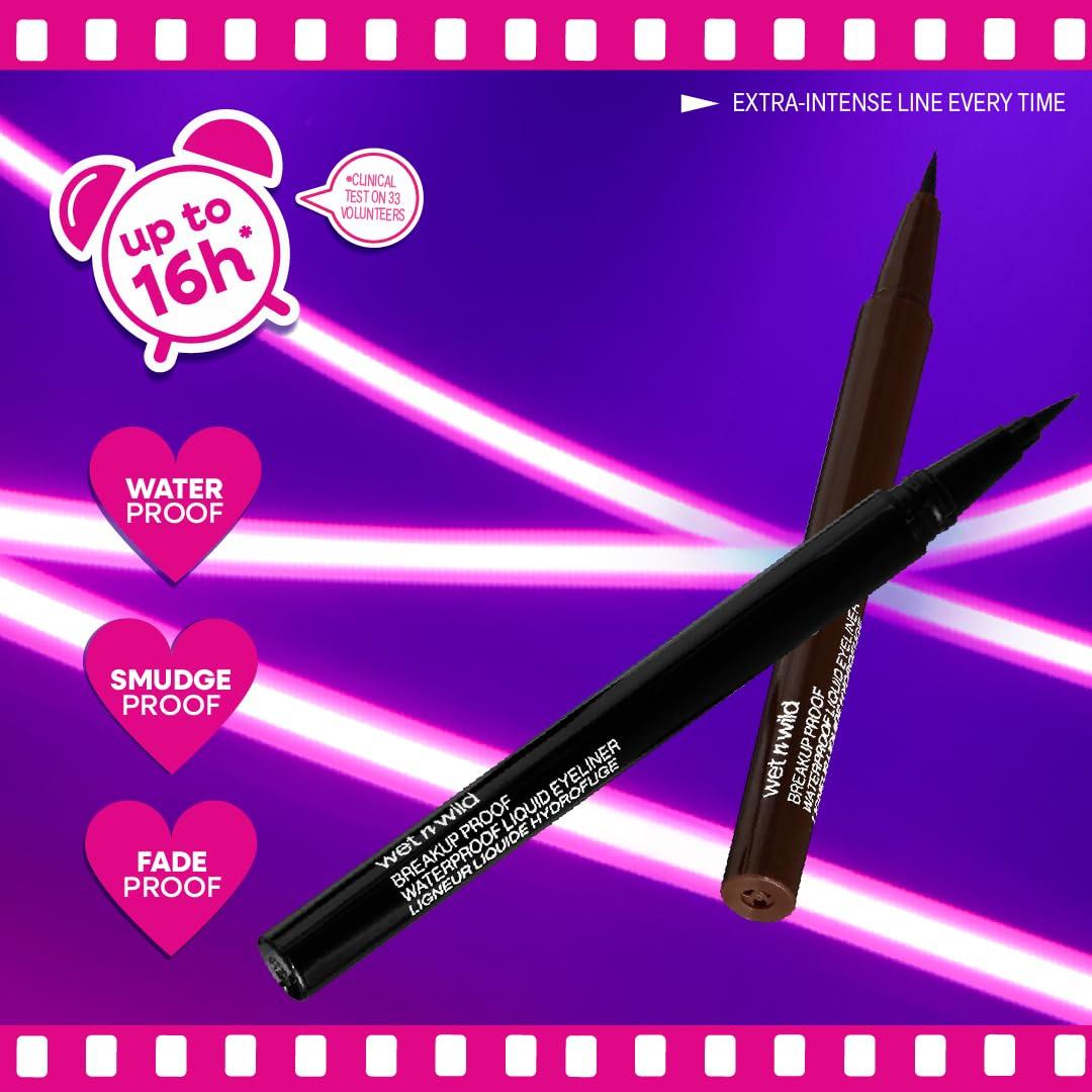 wet n wild wet n wild Mega Last Breakup Proof Liquid Eyeliner - Ultra-Fine Brush, Waterproof, 16-Hour Long-Lasting Wear - Cruelty-Free & Vegan - Brown