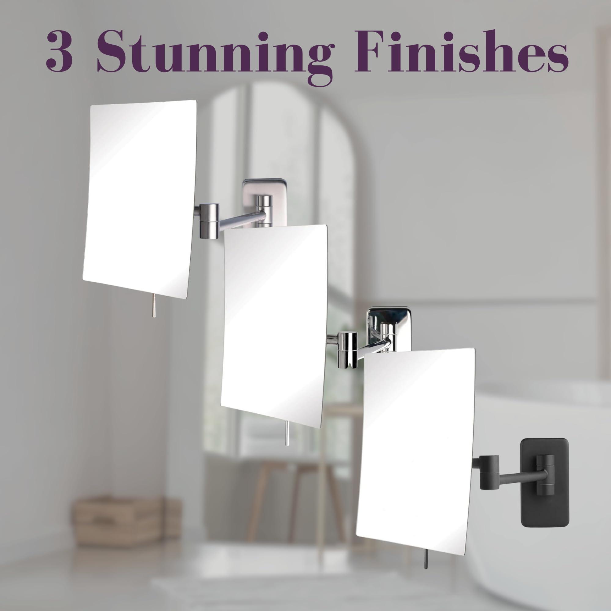 Jerdon Jerdon 8.75-Inch x 6.5-Inch Wall Mount Makeup Mirror - Personal Mirror with 5X Magnification & 14 inch Wall Extension - Nickel Wall Mount Arm - Model JRT695N