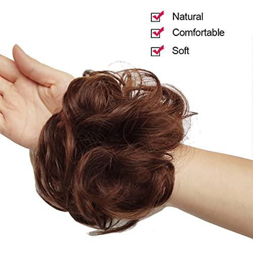 STREJHYT Messy Chignon Donut Hair Bun Pad Elastic Hair Rope Rubber Band Synthetic Hairpiece Gary Brown Color 6AH613
