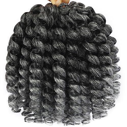 Svolna 3Packs 2X Ringlet Wand Curl 12 Inch Jamaican Bounce Crochet Hair Synthetic Crochet Braids Hair Extensions Crochet Braiding Hair 20 Roots (12Inch (Pack of 3), TGrey)