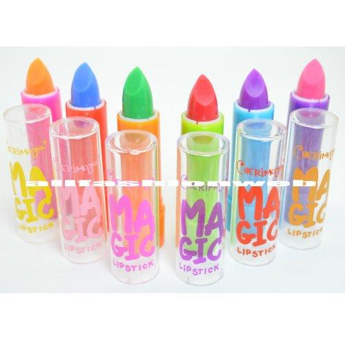 Cherimoya LOT OF 6 CHERIMOYA COLOR CHANGING MAGIC SCENTED LIPSTICK WITH ALOE VERA + FREE EARRING