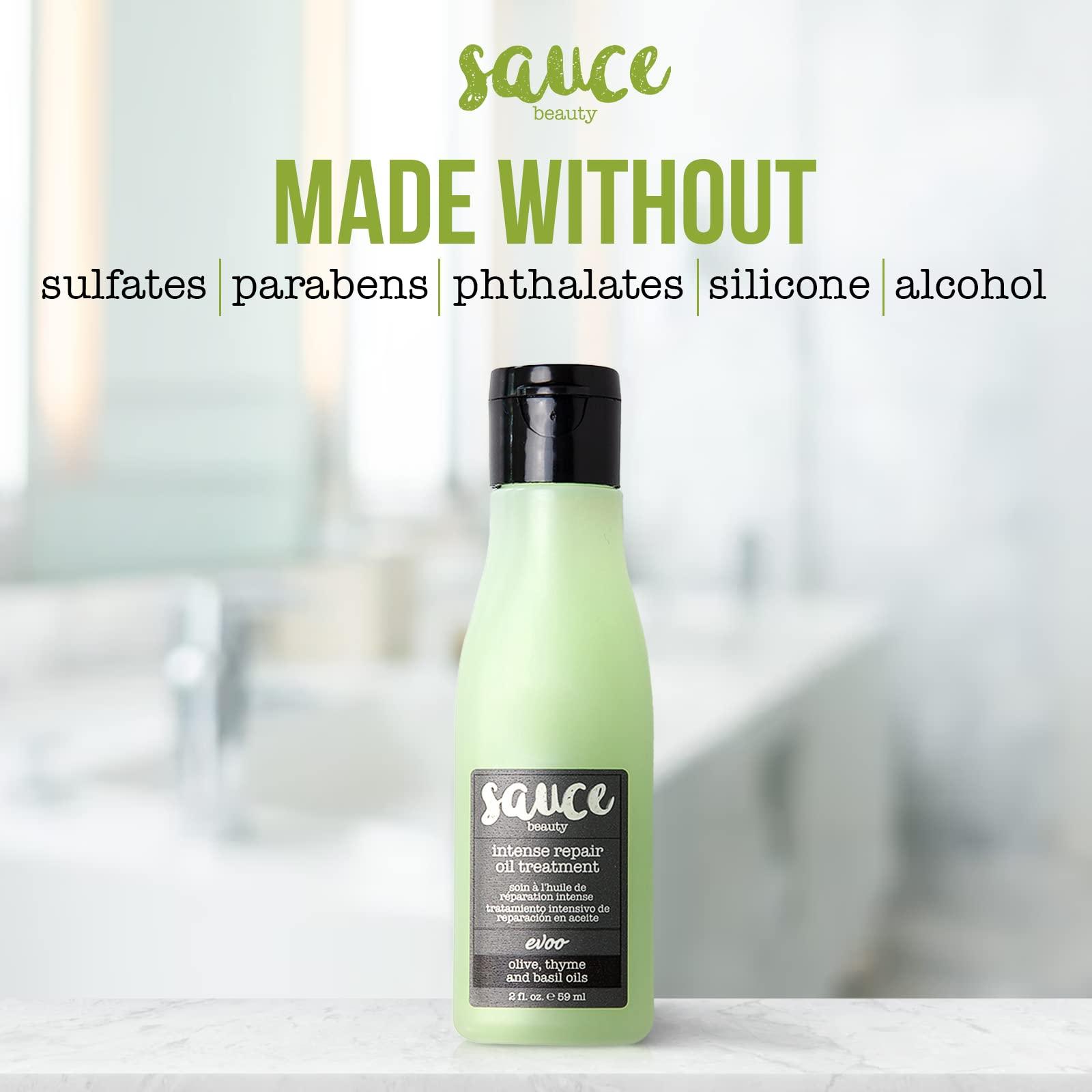 SAUCE BEAUTY SAUCE BEAUTY Intense Repair Olive Oil Treatment - Hair Oil for Curly Hair w/Olive, Thyme & Basil Oils - 2 Fl Oz Hair Oil for Damaged Hair & Split Ends (EVOO)