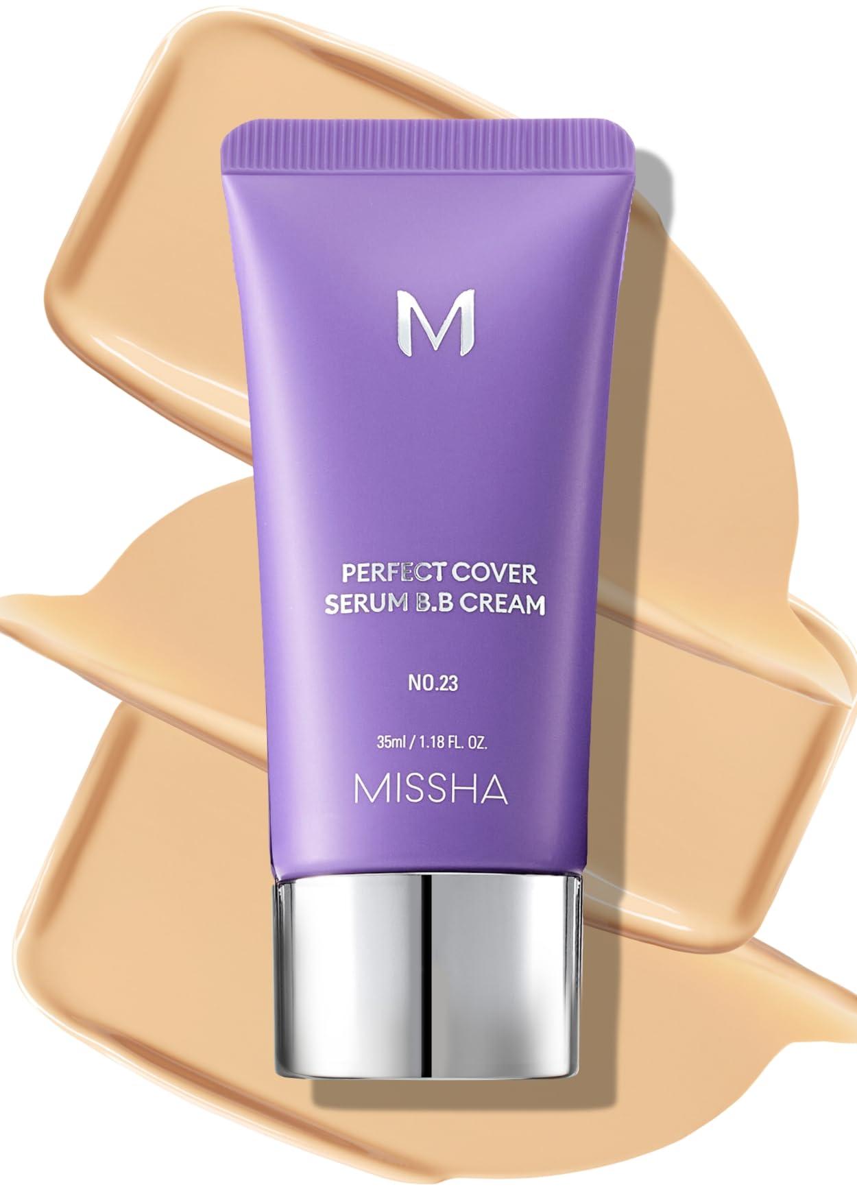 MISSHA MISSHA M PERFECT COVER SERUM BB CREAM No.25 Warm Beige, Skin Care Foundation Makeup, Tinted Moisturizer, Superfood Complex, Buildable Coverage, Glass Skin, Paraben Free, 1.18 Fl oz