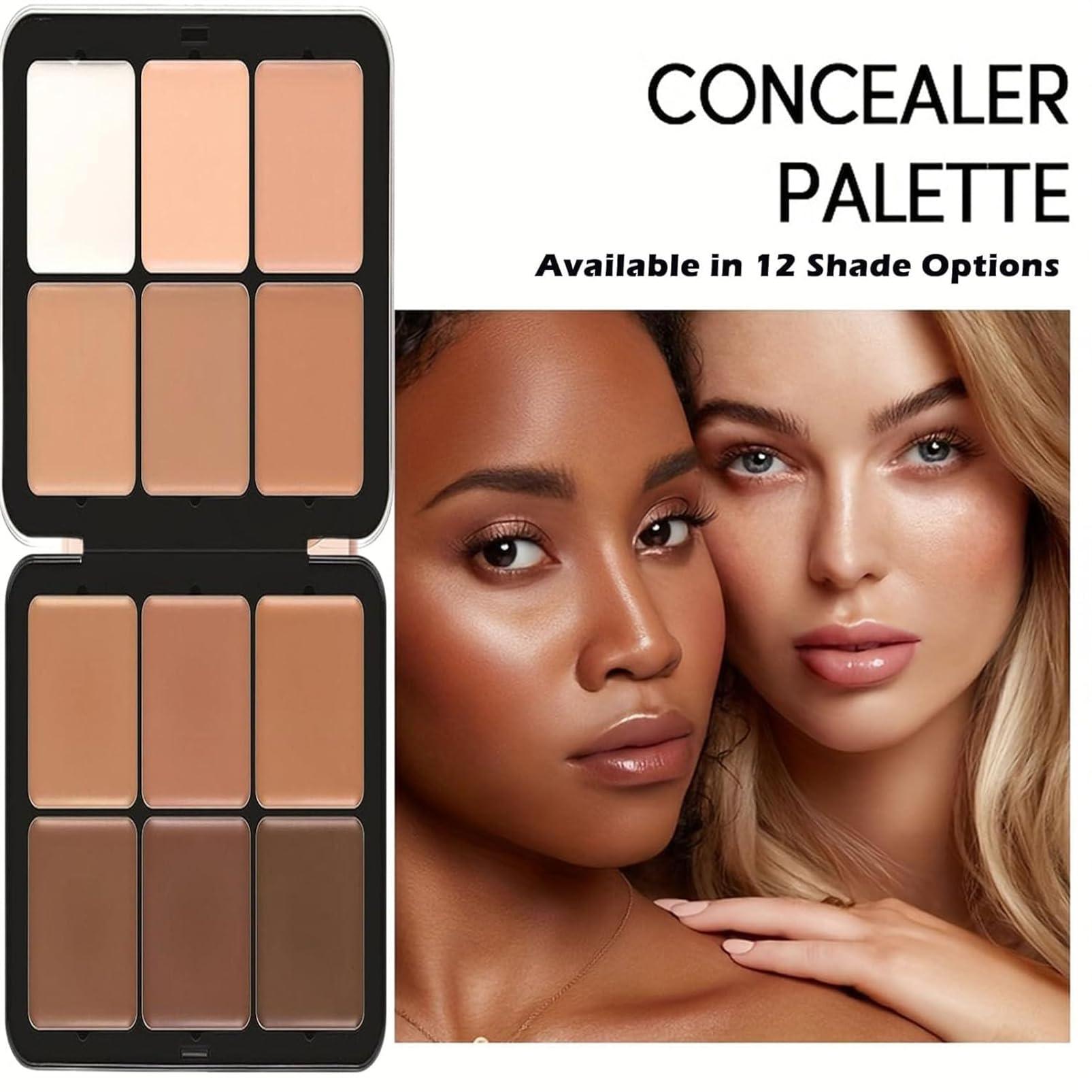 Yotfieot 12-Color Concealer & Blush Cream Palette, 2-In-1 Cream Blush Palette, Long-Wearing Full Coverage Makeup Full Coverage Makeup Highlight Blush Palette Face Cosmetics Makeup (12-E)