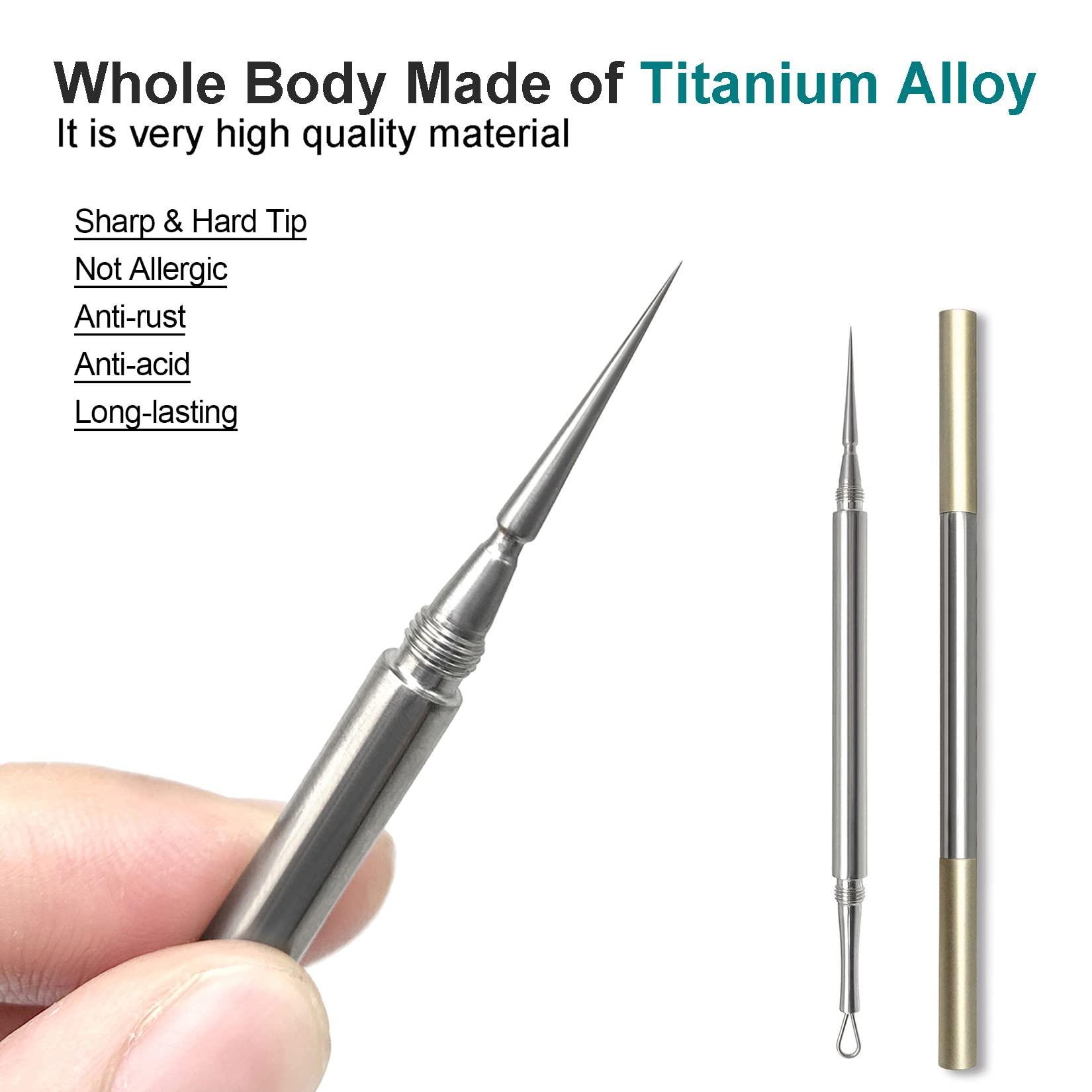 SG Nekoo SGNEKOO Professional Facial Milia Removal Tool and Whitehead Extractor,Titanium Alloy Double Ended Needle and Steel Tweezers Kit,Blackhead,Blemish,Zit and Pimple Acne Remover Popper (Titanium Gold)