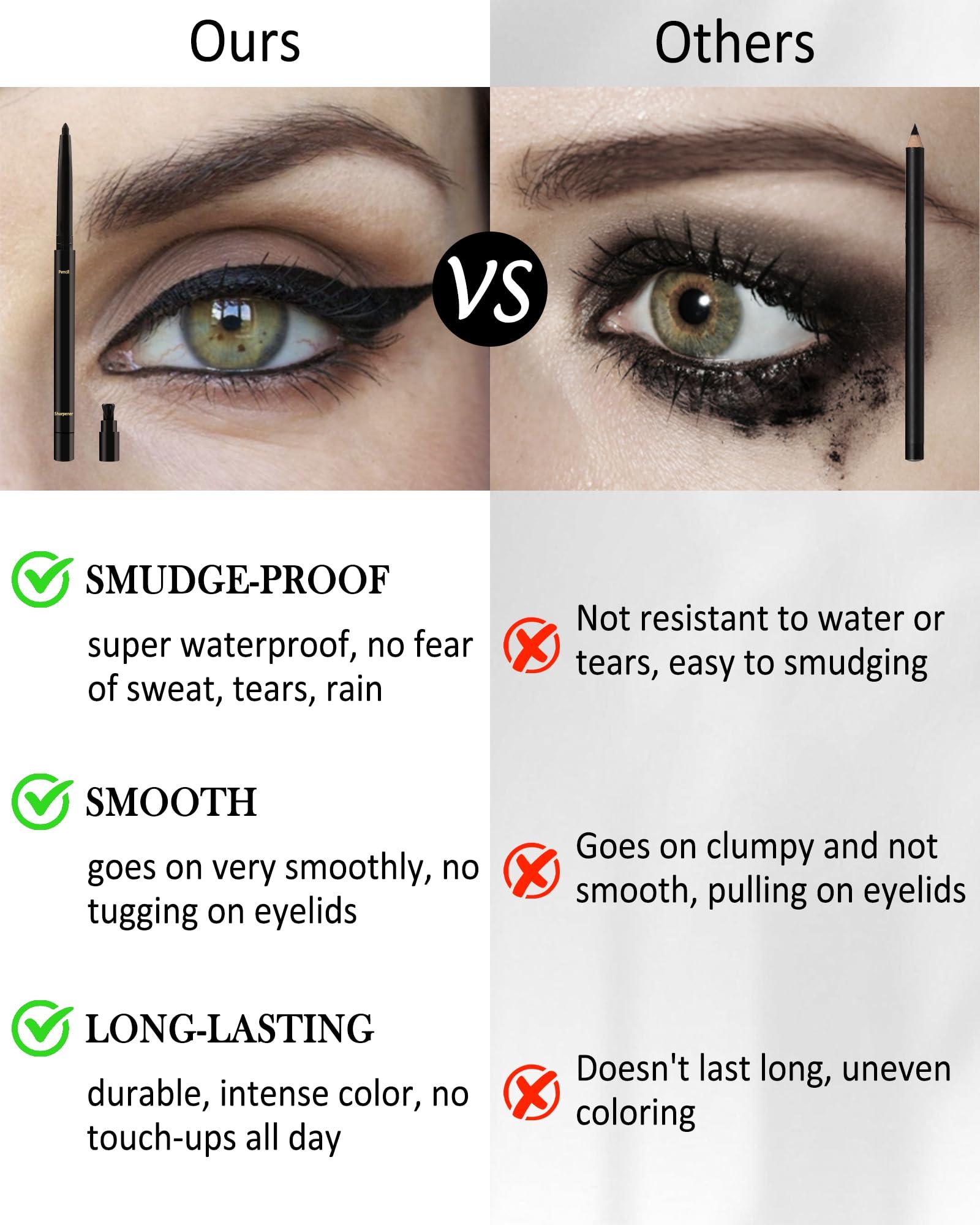 Lestpola White Glitter Eyeliner Pencil, Waterproof Smudge-Proof Long-Stay Retractable Eyeliner Pen, Cream Gel Eyeliner Waterline with Sharpener, Shimmer Highlighter Brightener Eye Liner Makeup Stick for Women