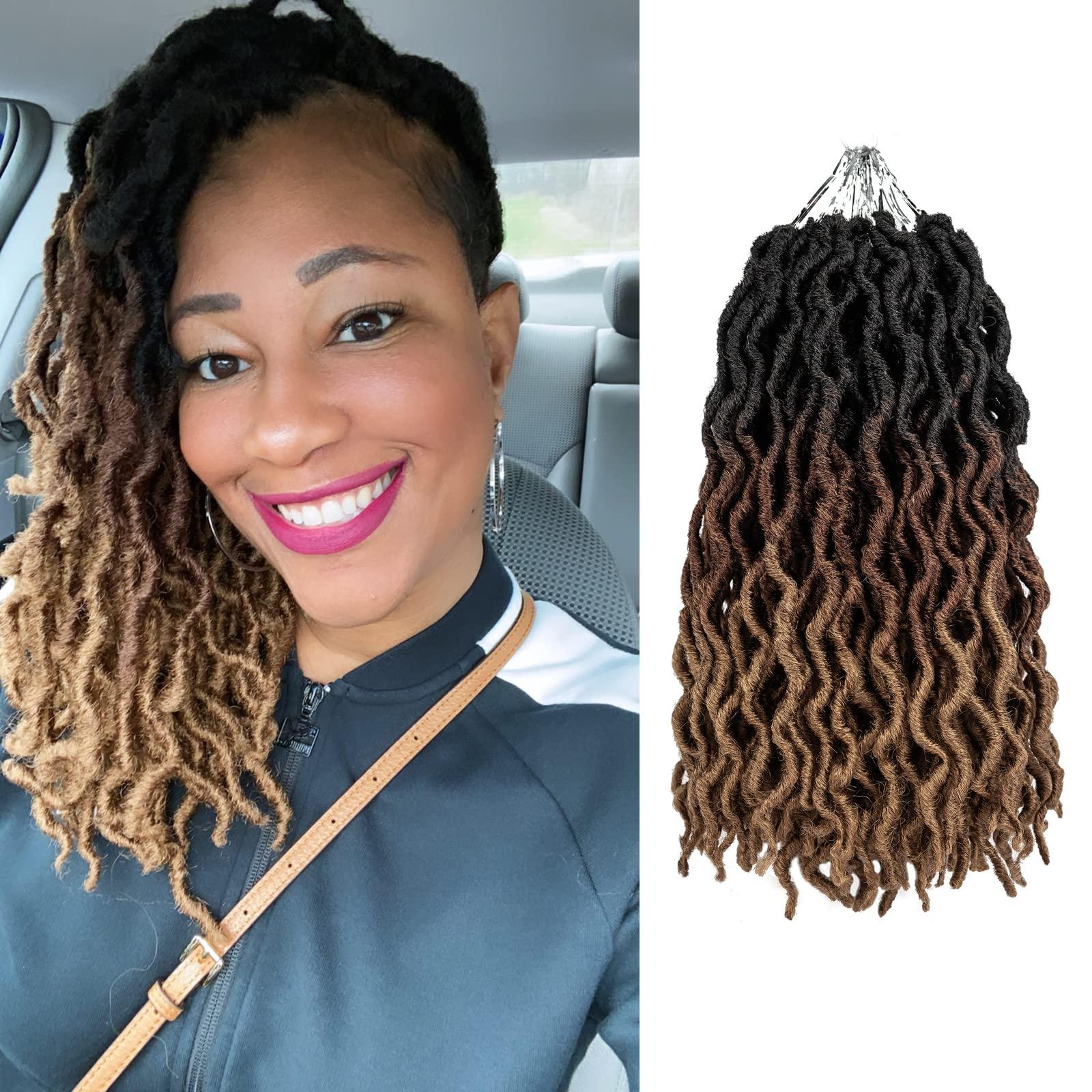 THEMIS HAIR Gypsy Faux Locs Crochet Hair 14inch 6Packs Soft Goddess Locs Pre Looped Crochet Braids Beach Curl Bohemian Dreadlock Hair Extensions14inch,OT1B/30/27