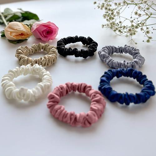 Silvr Bear SILVR BEAR Luxury Satin Scrunchies, Satin Hair Ties for Thick, Thin & Curly Hair, Scrunchies for Women, Girls & Men Softer than Silk Hair Ties (Classic Skinny)