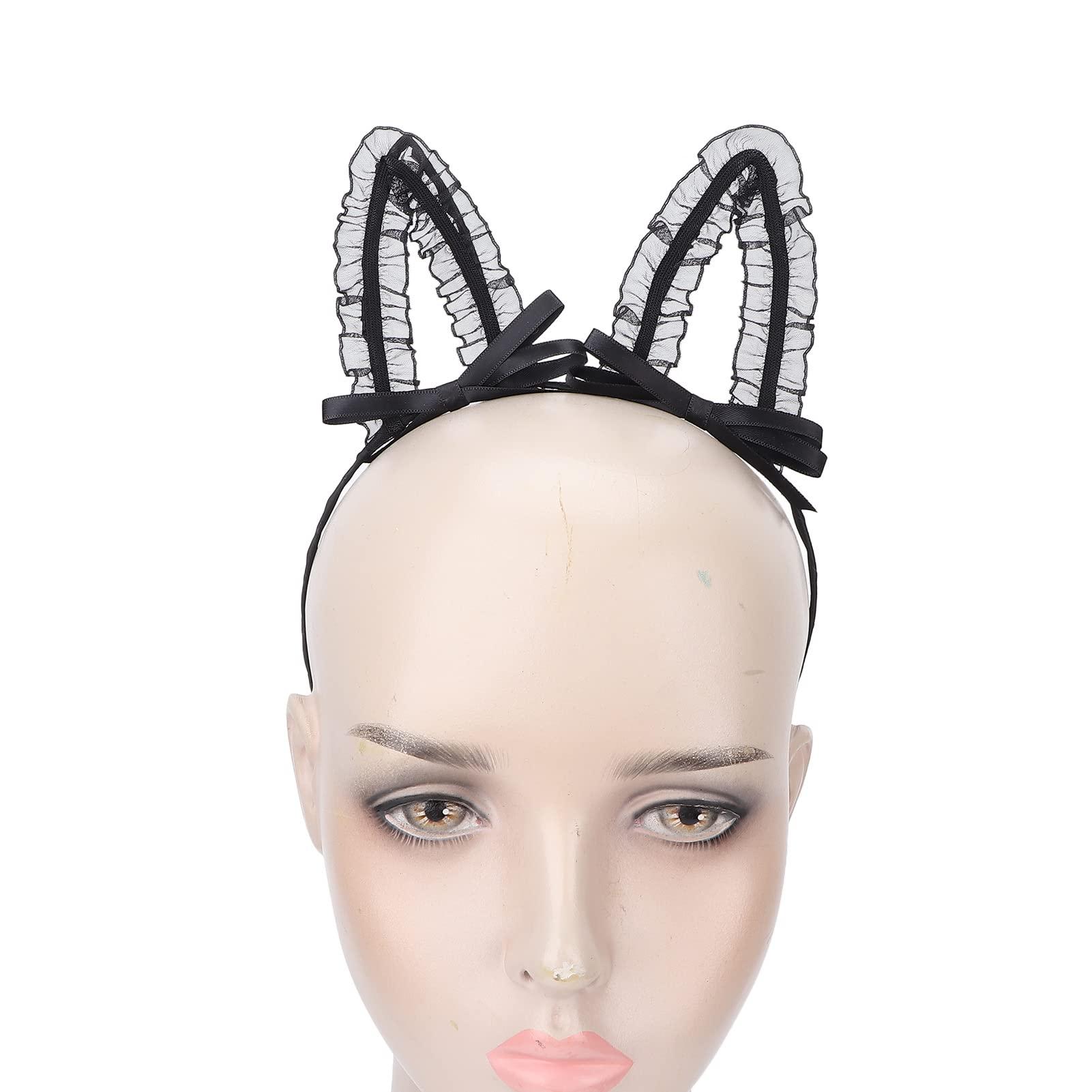 Yosoo Cat Ear Headband, Cosplay Headband Cat Ears Lace Ear Headband Women Girls Cute Bowknot Decoration Halloween Cosplay Party Hairband Trendy Headband