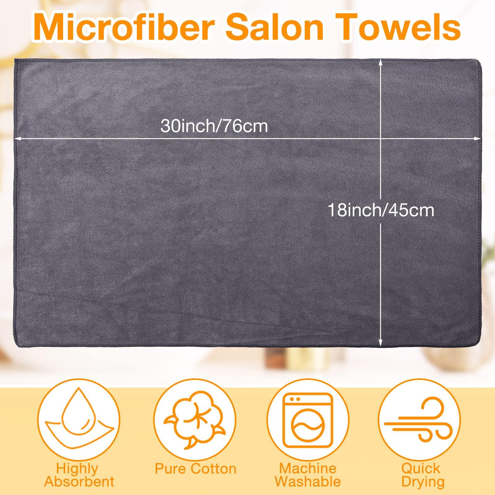 Newwiee Newwiee 72 Pack Microfiber Bleach Proof Towels Bulk for Salon 18 x 30 Inch Dry Lint Free Hair Drying Hand Towels for Hair, Gym, Bath, Spa, Shaving, Barber(Grey)