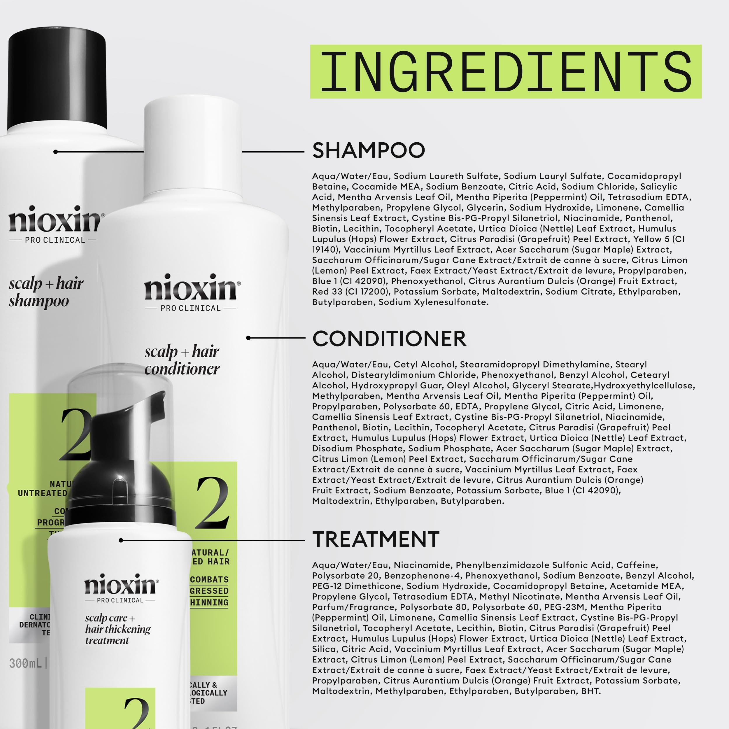 Nioxin Nioxin Scalp + Hair Thickening System 2 | For Natural Hair with Progressed Thinning | Boost Hair Density with Niacinamide & Biotin | Trial Size | 1 Month Supply