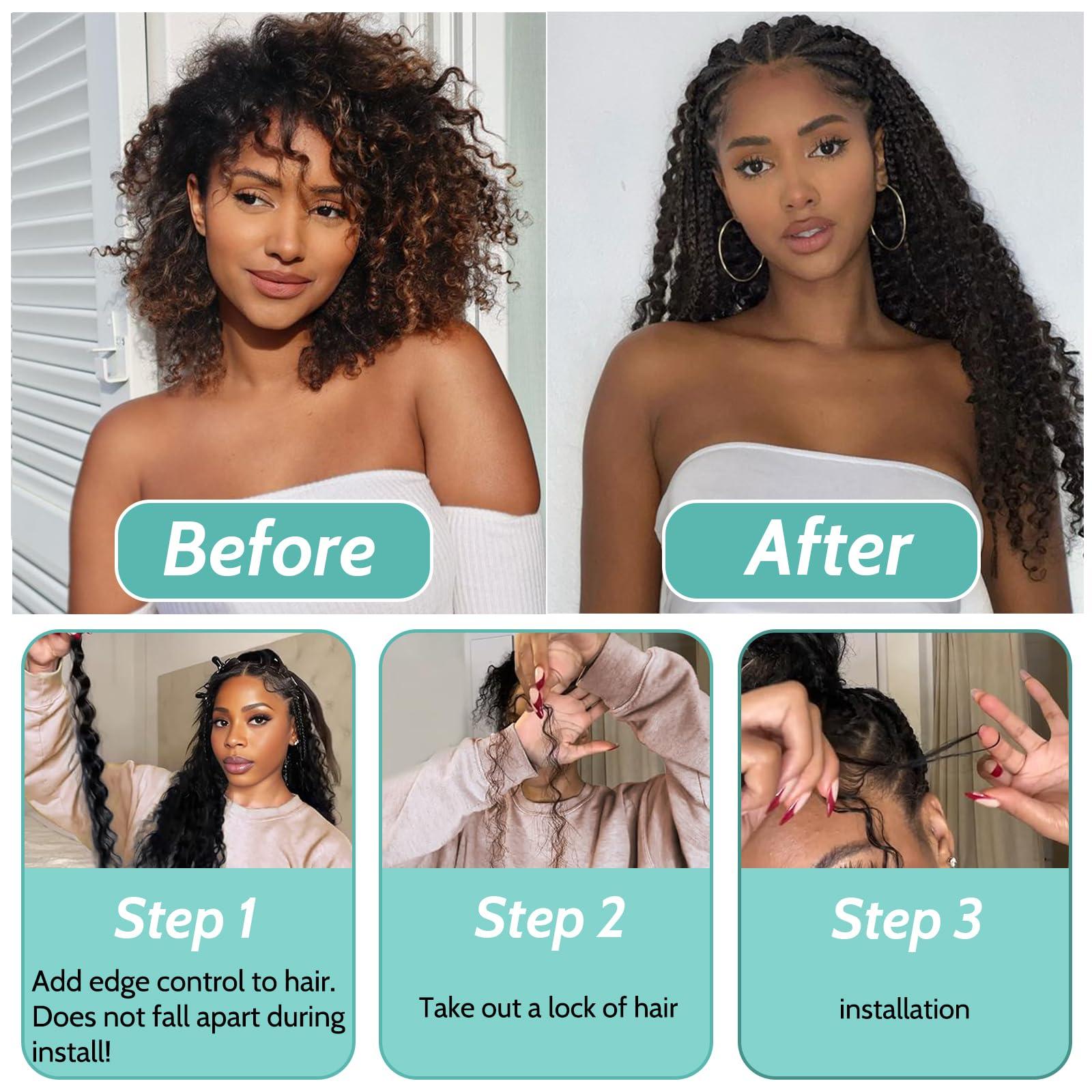 MOTFIN Human Braiding Hair for Boho Braids Human Hair Braiding Hair 110g 24 Inch Curly Boho Hair for Braiding Knotless 12A Deep Wave Bulk Human Hair for Braiding Bohemian 3 Bundles/Pack Auburn Ginger