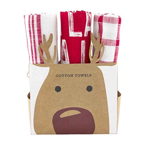 Mud Pie Mud Pie Reindeer Christmas Towel Set of 3