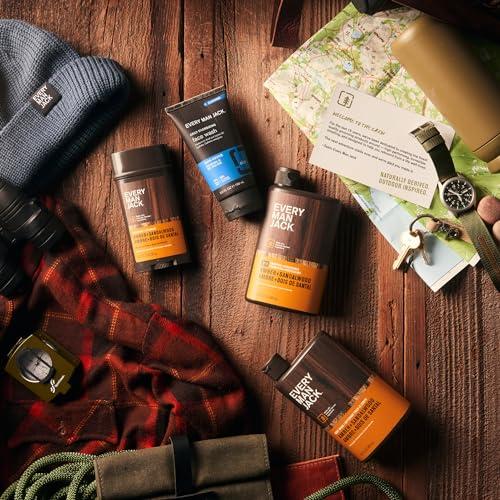 Every Man Jack Every Man Jack Mens Amber + Sandalwood Bath and Body Gift Set - Clean Ingredients & Sandalwood, Amber, and Vetiver scent - Round Out His Routine with Body Wash, 2-in-1 Shampoo, Deodorant & Face Wash