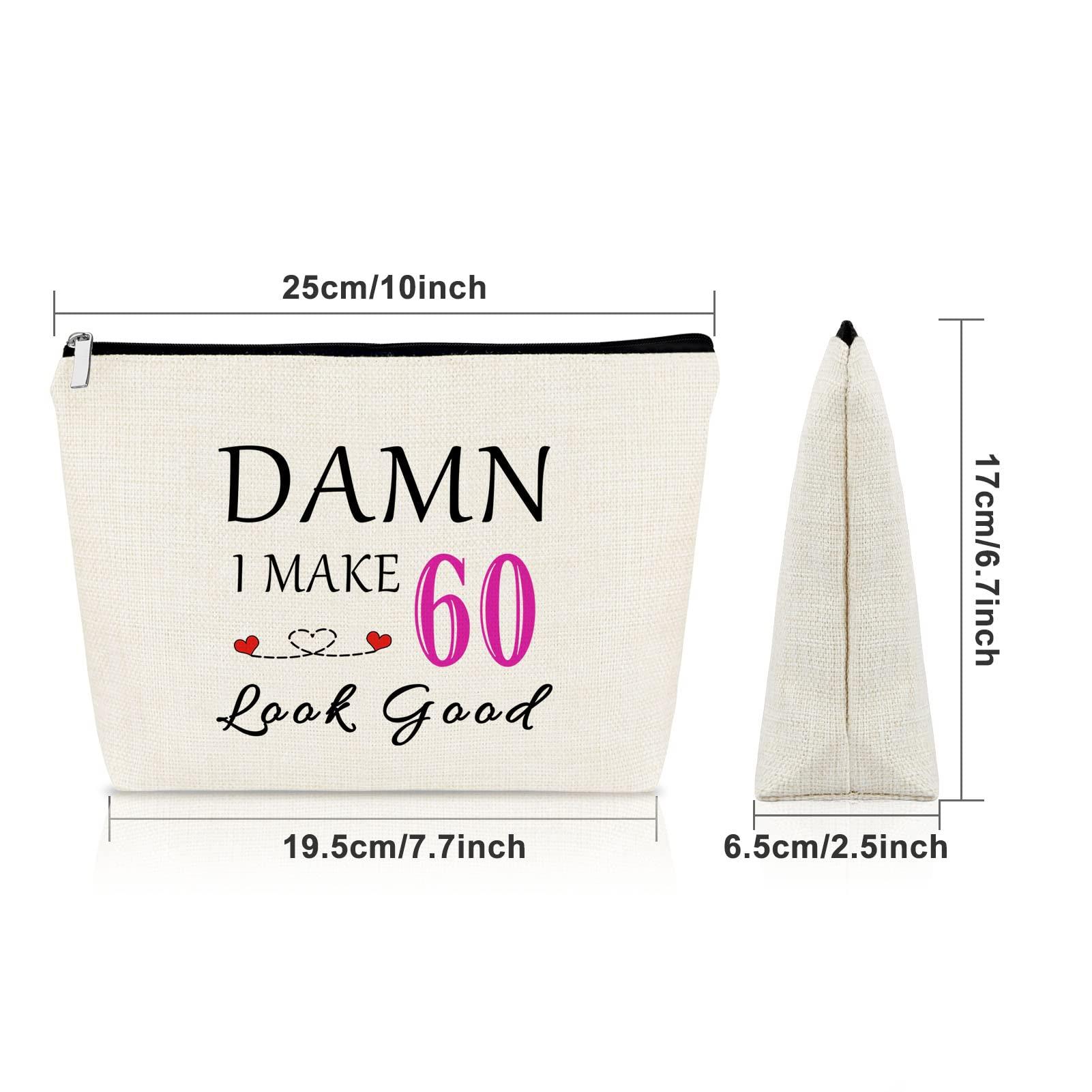 Sazuwu Sazuwu 60th Gifts Idea 60th Birthday Gift for Women Makeup Bag 60 Year Old Birthday Gifts for Grandmother Wife Aunt Cosmetic Bag Happy 60th Birthday Gifts Retirement Mother's Day Gift Christmas Gift