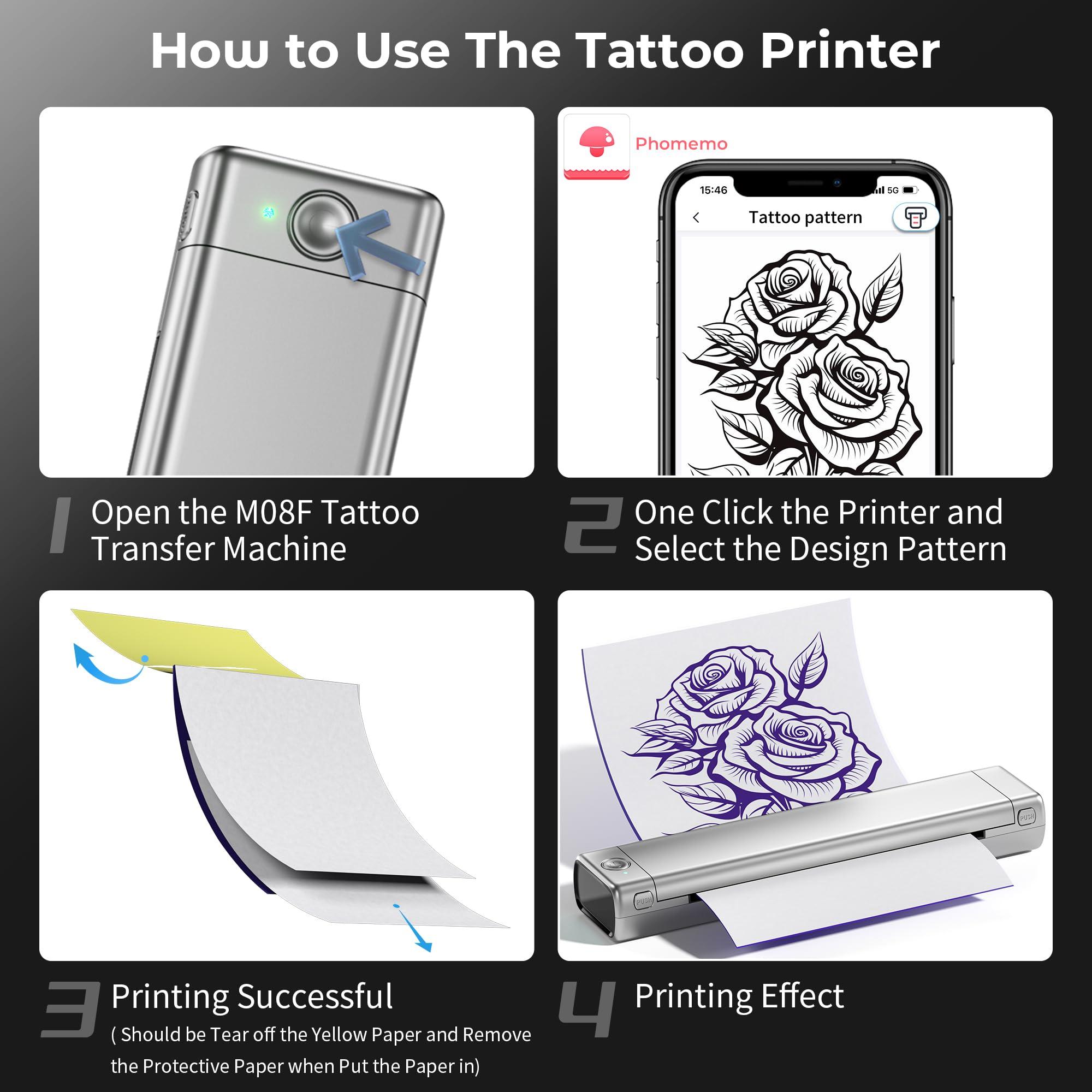 ItriAce ItriAce Thermal Tattoo Stencil Printer, Thermal Tattoo Transfer Copier Printer Machine, Bluetooth Inkless Portable Printer for Tattooing with 10Pcs Free Transfer Paper, Compatible with Phone & Laptop