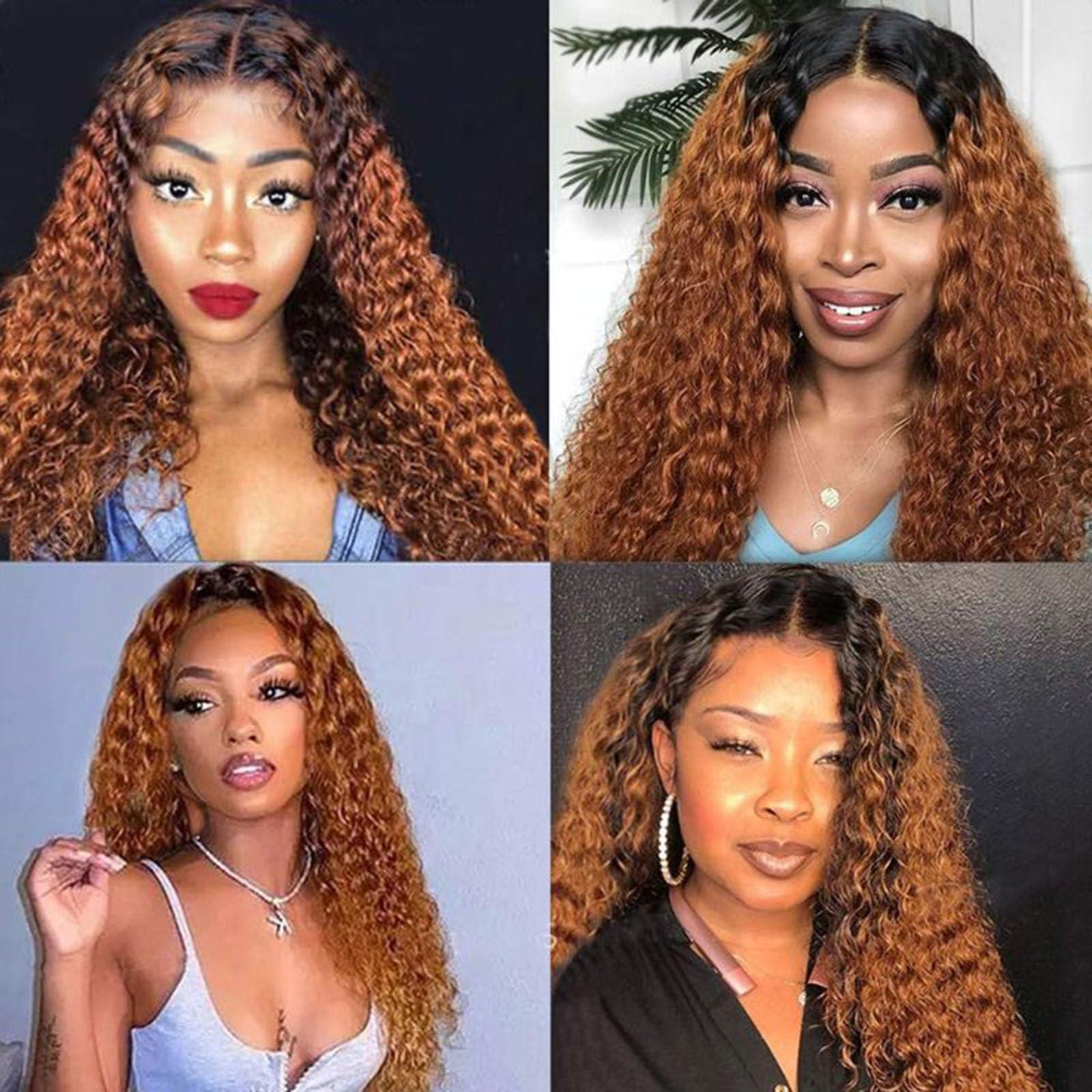 Lagalaga Lagalaga HD Omber 30 Jerry Curly Wave Wigs Human Hair 200% Density Real Full Large Lace Space 4x4 Omber 30 Jerry Curly Wave Wigs Human Hair Pre Plucked For Black Women