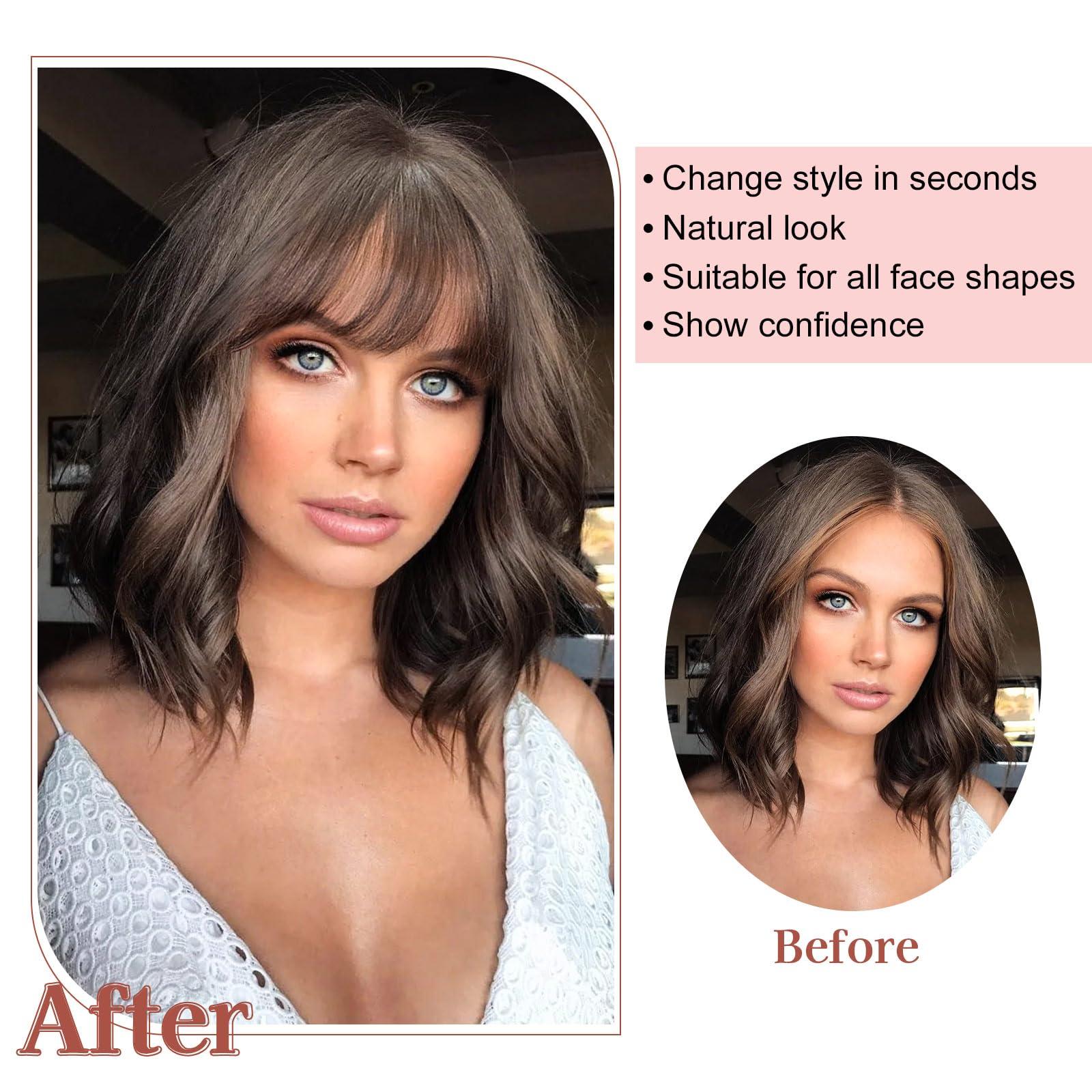 Lommel Lommel Clip in Bangs-100% Human Hair Bangs, Fake Bangs for Women Bangs Hair Clip Hair Extensions Clip on Air Bangs Hairpieces with Temples for Daily Wear (Burgundy)