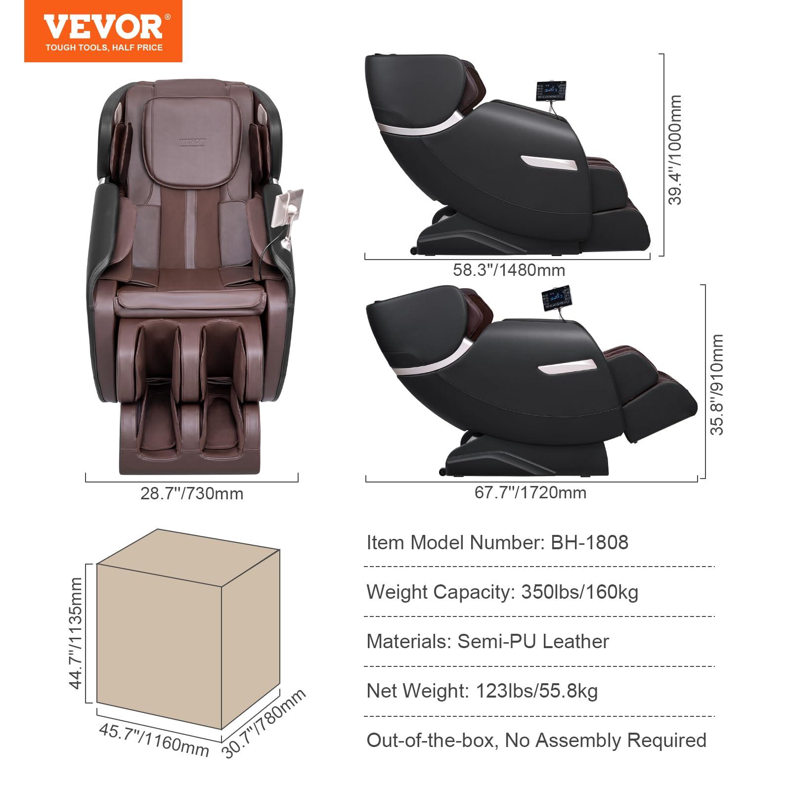 VEVOR VEVOR Zero Gravity Massage Chair, Full Body Massage Chair, 4D Shiatsu Massage Recliner Chair with Body Scan, Heating, Bluetooth Speaker, Airbags for Living Room, Home