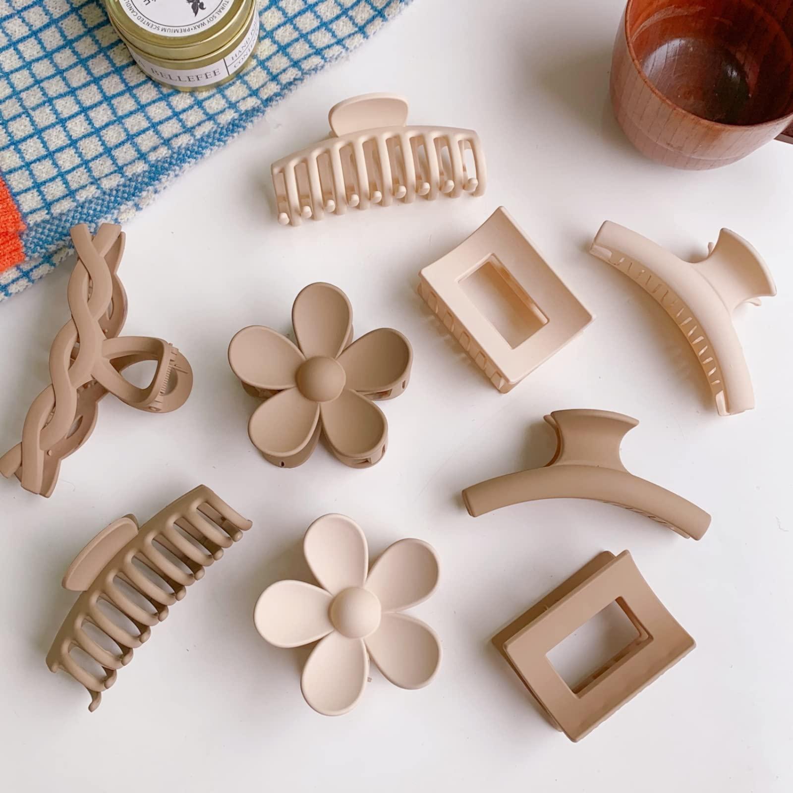 Generic Hair Claw,Cute Hai Pins Beautiful Hair Clips Hair Accessories for Thick Thin Hair Strong Hold Jaw Clips (Beige,Twist)