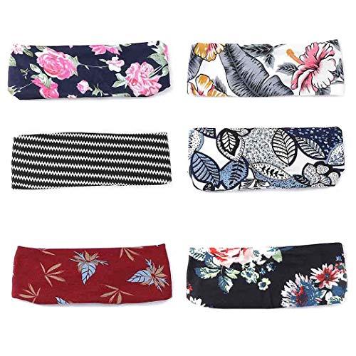 Bohend Bohend Boho Headband Wide Flower Boho Bandeau Headwear Travel Stretchy Cotton Elastic Yoga Athletic Hair Accessories for Women and Girls (C)