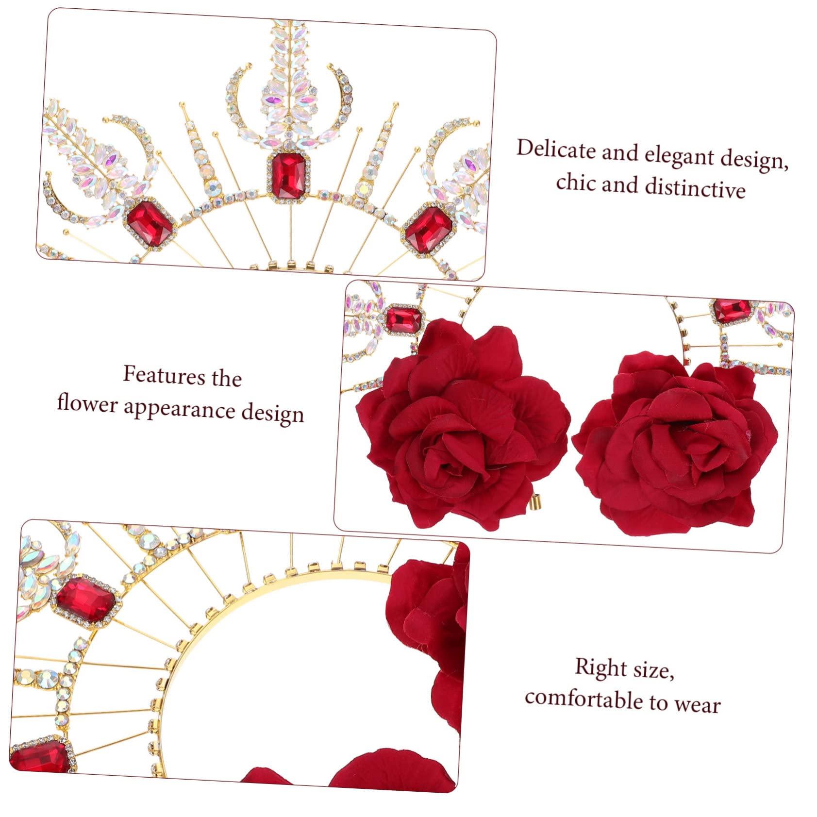 minkissy minkissy Notre Dame Headband rhinestone headbands for women headband hair accessories for women wedding roman goddess sun costume goth outfits Costume Prop Rose Greece bride Metal