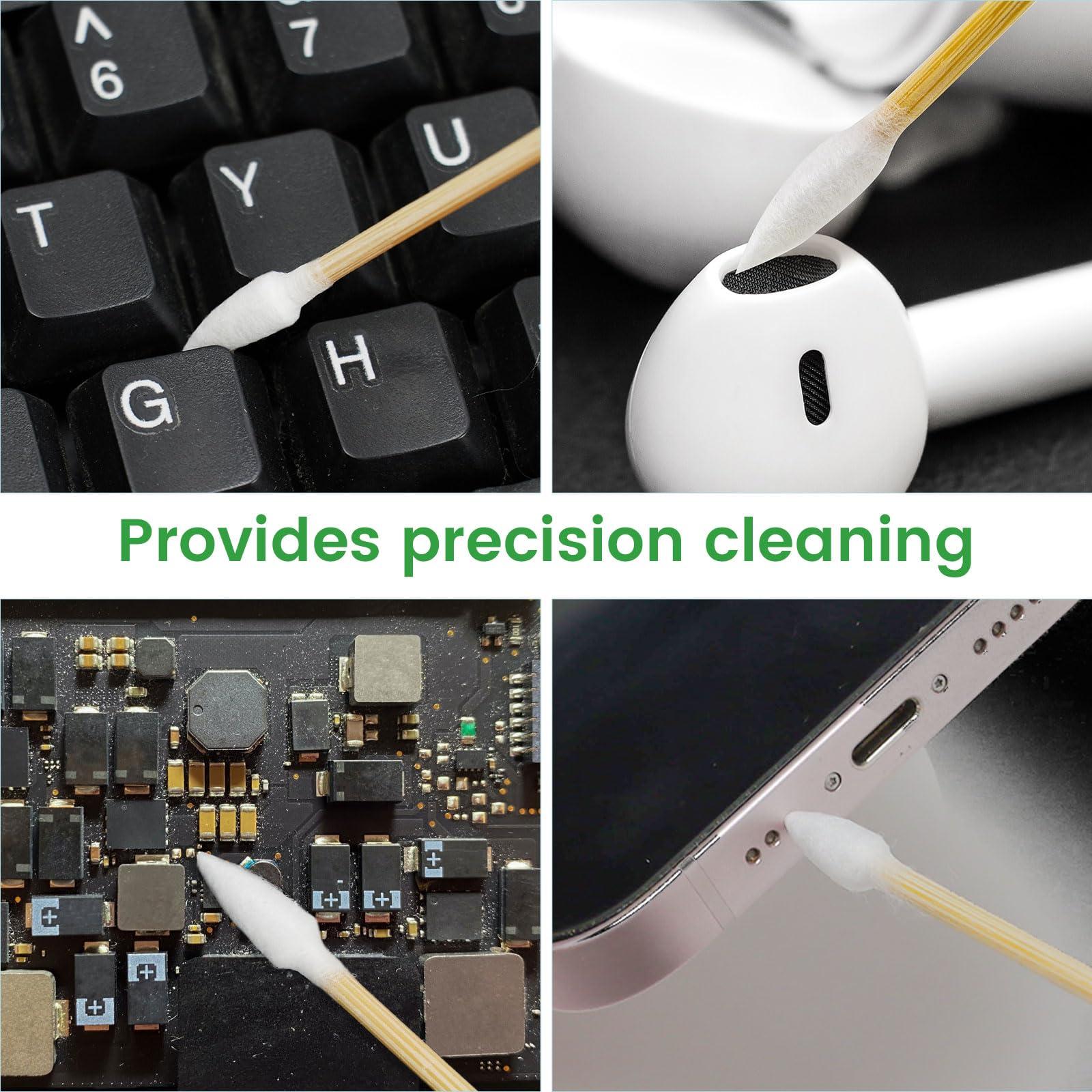 Bcowos 1000 Precision Long Cotton Swab - Pointed Cotton swabs 6 Inch- Biodegradable Bamboo Cotton Swabs - Versatile Cotton Tipped Applicators for Intricate Work Gun Cleaning Makeup Nails