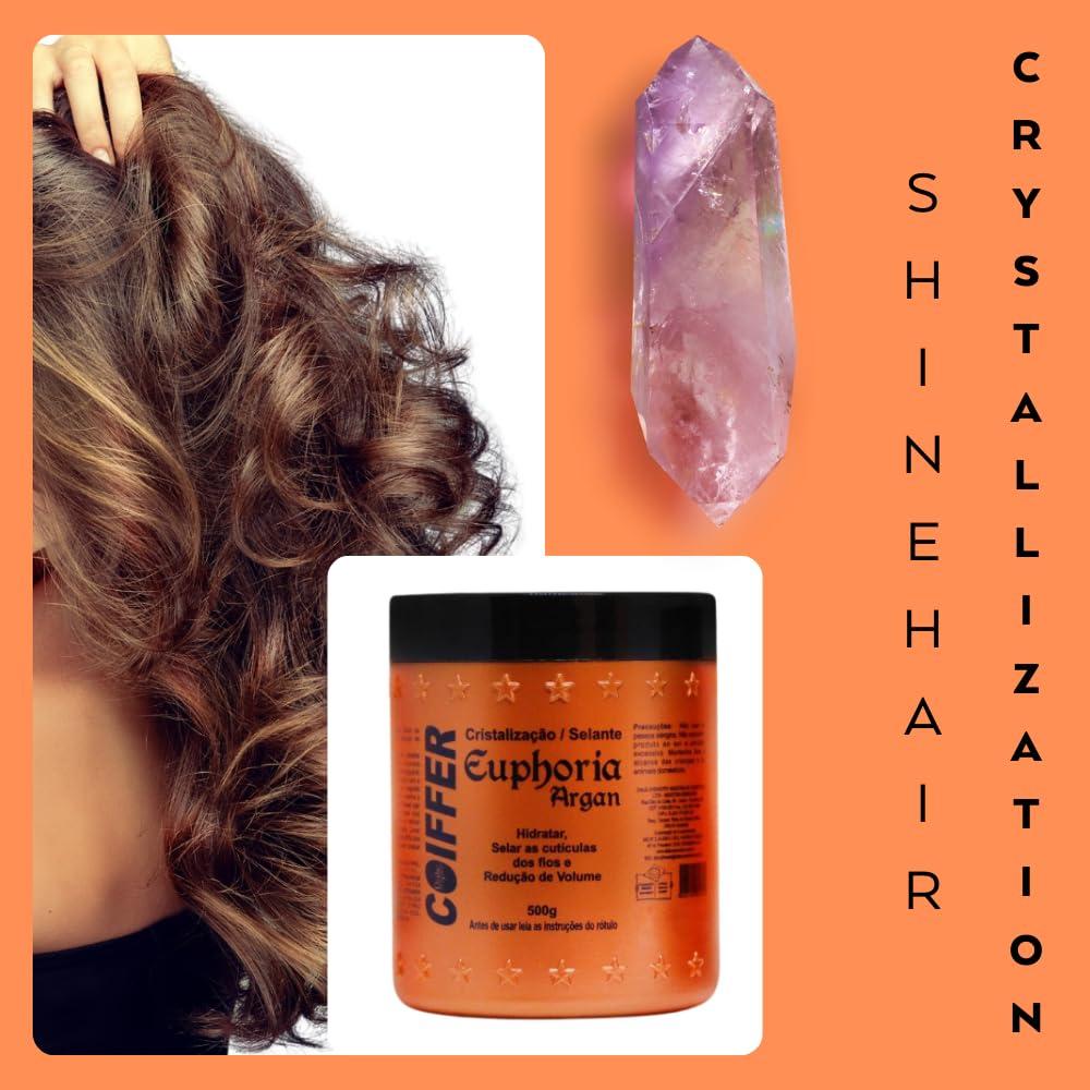 Coiffer Coiffer Euphoria Argan Crystallization and Sealant for Hair, Less Volume, Smooth Strands, No Frizz and More Hydratation, Perfect for Curly Hair, Hair Reconstrution, 16 oz (500g)