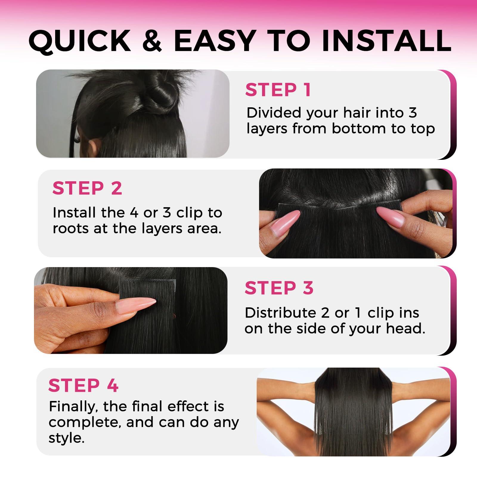 Lashey Lashey Invisi Edge Clip in Hair Extensions, 7pcs 110g 18 Inch Natural Black Seamless Clip in Hair Extensions Human Hair Kinky Straight Real Remy Human Hair