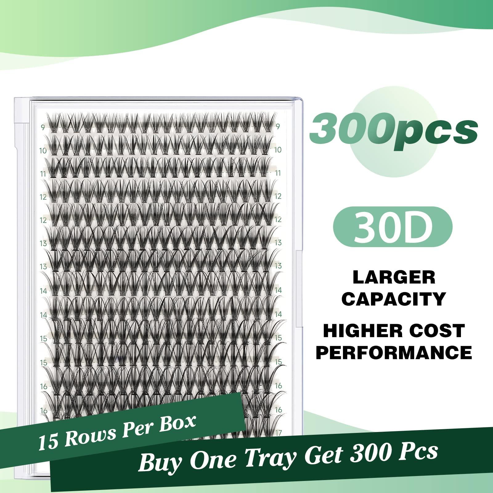 KEYYOU Lash Clusters 300pcs Individual Lashes 30D 0.07C Curl 9-18MIX DIY Eyelash Extension KEYYOU Large Tray Volume Soft&Natural Cluster Lashes(30D-0.07C,9-18MIX