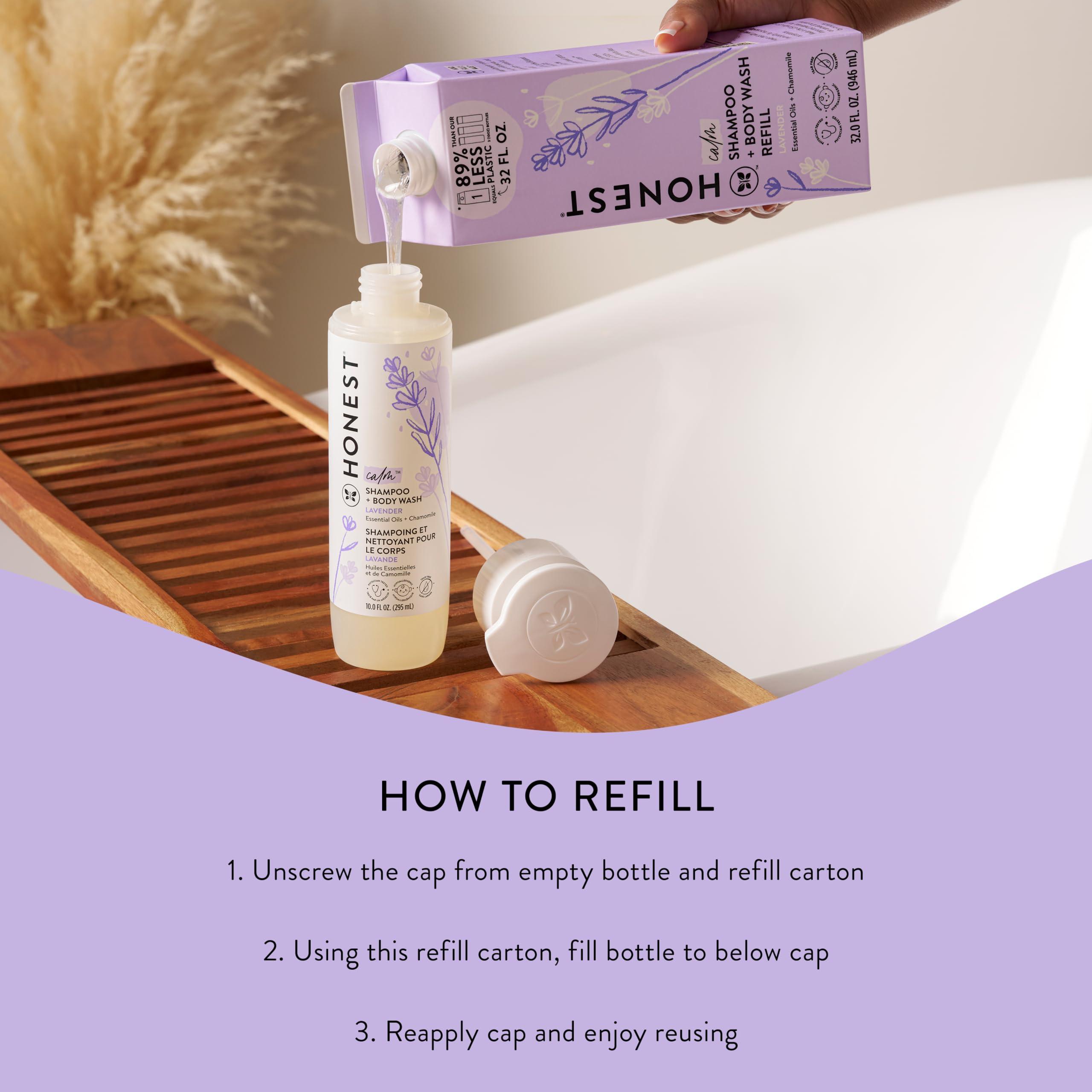 The Honest Company The Honest Company 2-in-1 Cleansing Shampoo + Body Wash Refill Carton | Gentle for Baby | Naturally Derived, Tear-Free, Hypoallergenic | Lavender Calm, 32 fl oz