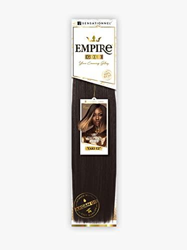Sensationnel Sensationnel Empire Yaki weave hair - Empire gold straight yaki human hair yaki texture hair for weaving and sew in styles - Empire Gold Yaki (8 inch, 1B OFFBLACK)