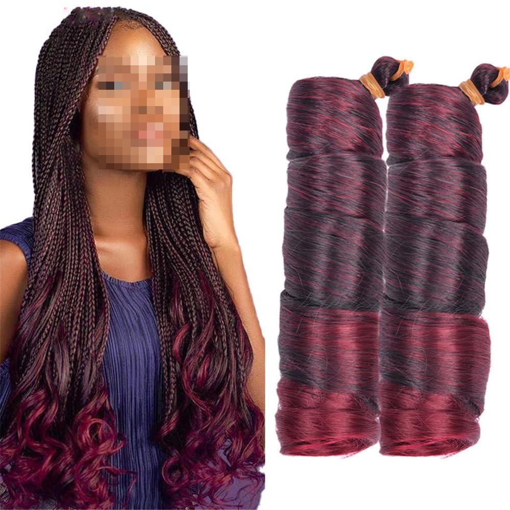 Bciopll 24Inch Curls Loose Wave Spiral Curl Braid Synthetic Hair Ombre Pre Stretched Crochet Braiding Hair For Women 27 24inches 75g#1Pcs