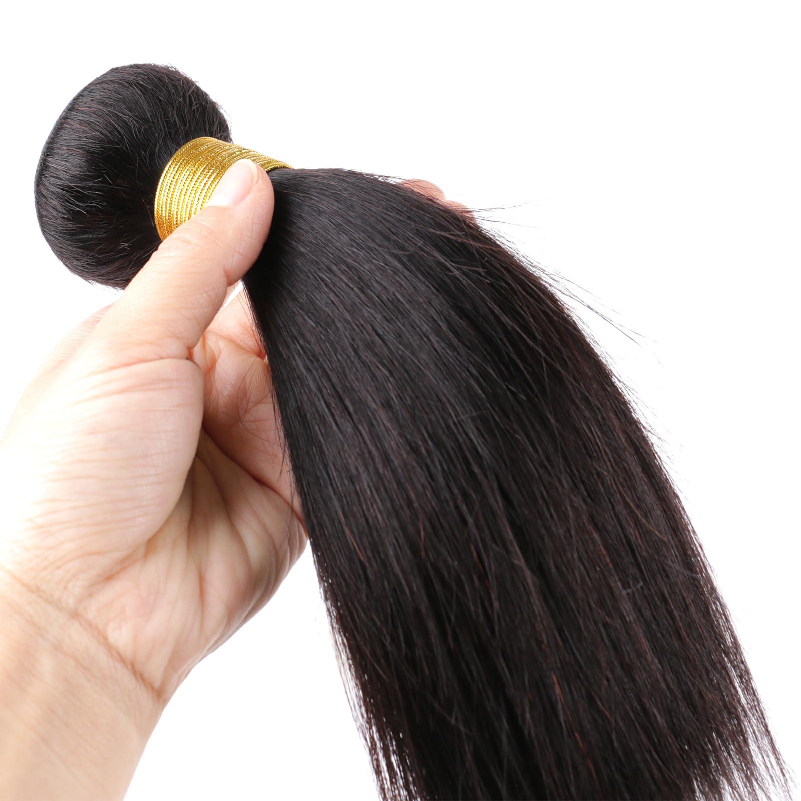 huarisi huarisi Straight Human Hair Bundles For Black Women Brazilian 8 Inch Bundles Human Hair Single 100% Unprocessed Virgin Weave Bundles Human Hair Raw Remy Hair Bundles Natural Black