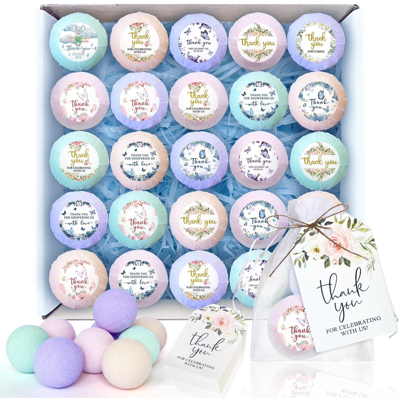 AryiHitt 50 Set Baby Shower Mini Bath Bombs Girls Boys Wedding Shower Favors Bath Bomb Bulk for Guests Employee Thank You Gift Birthday Party Prizes(Butterfly)