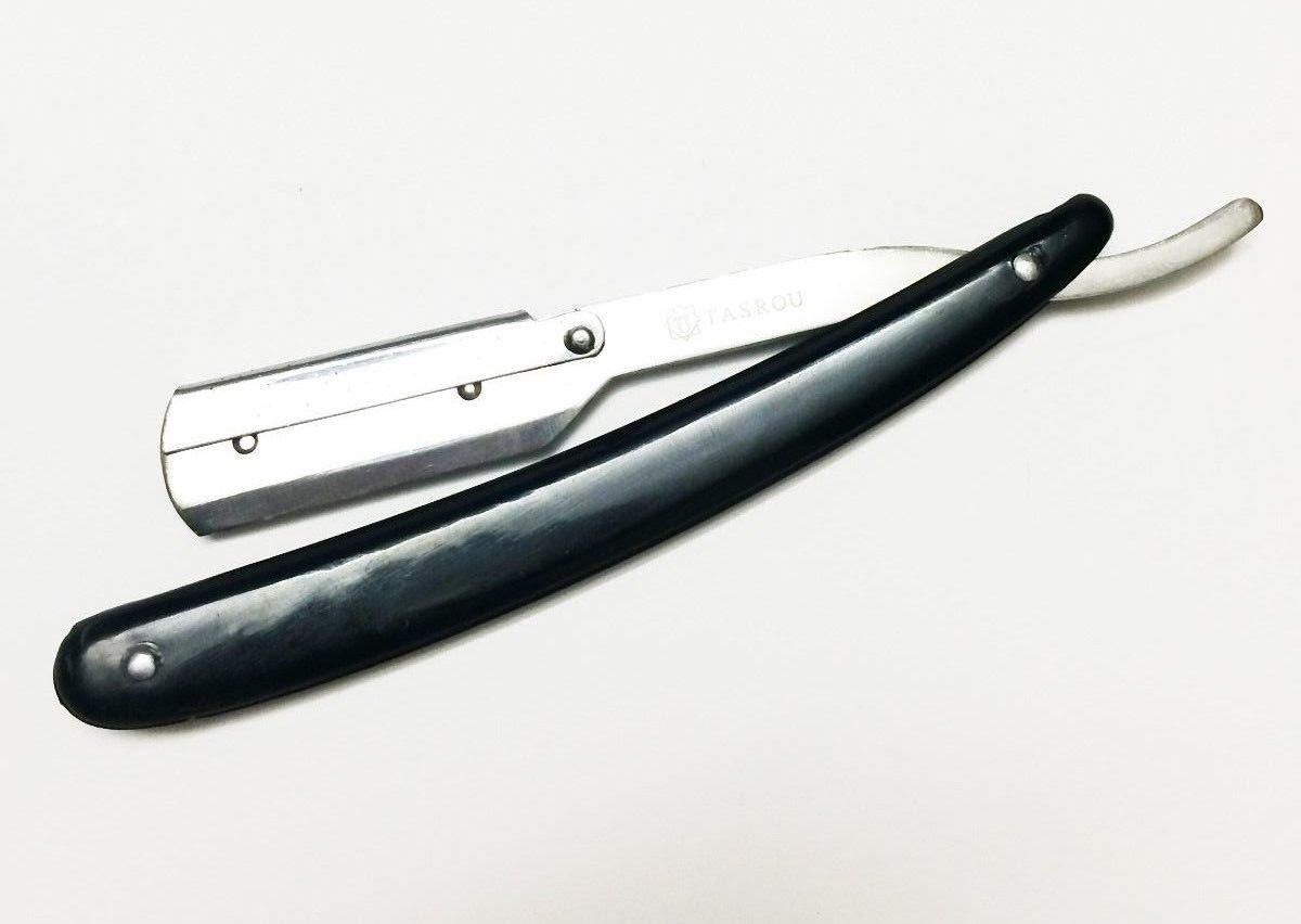 Tasrou Shaving Straight Razor (Black Handle) High Quality Stainless Steel Edge