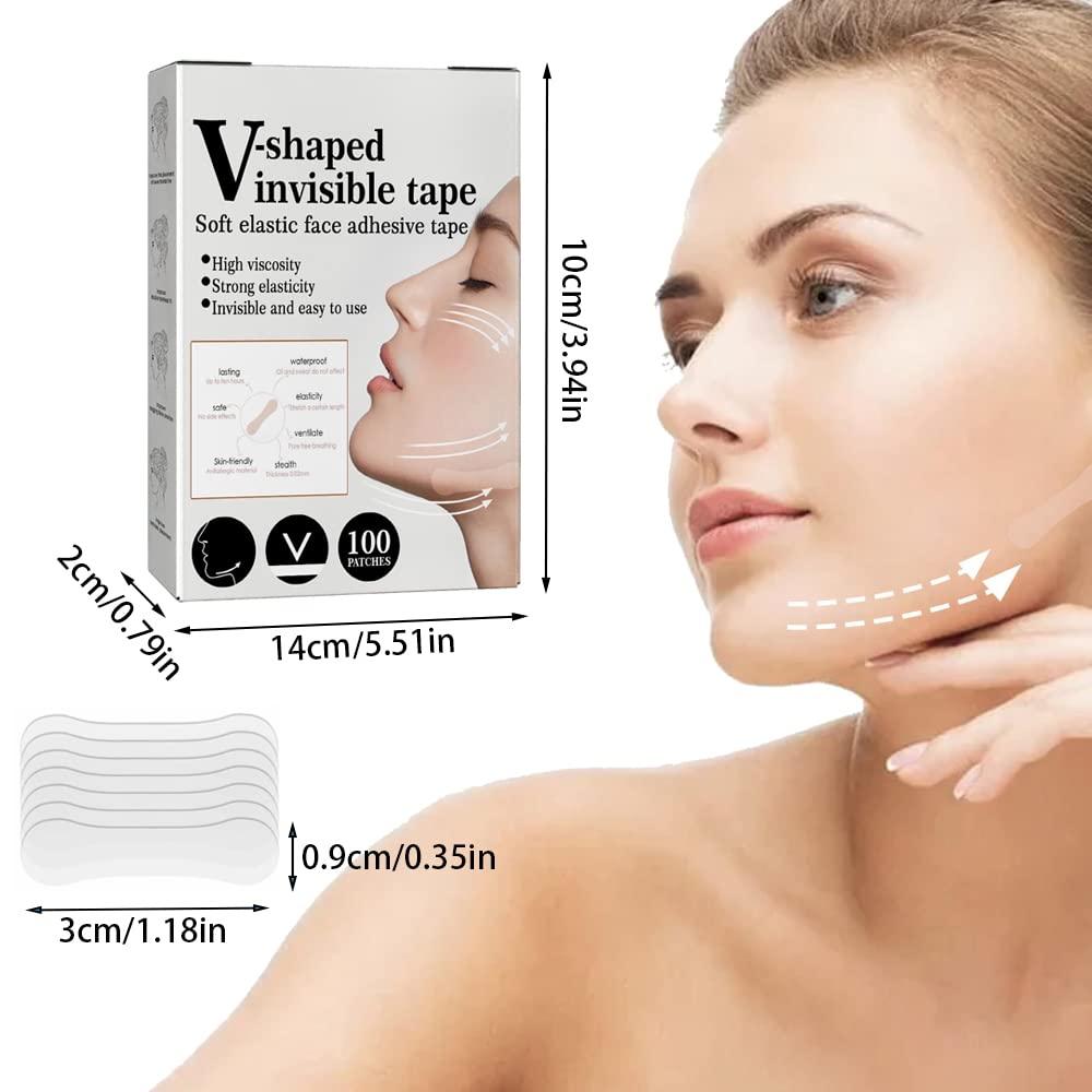 SHxxyljh Face Lift Tape Invisible,100 Strips Facial Tape Face Lift,Instant Face Lift,V Shape Face Lift Tapes,Face Tape Lifting Invisible,Face Lifting Tape Patches Stickers For Face Skin Hide Lines Wrinkles.