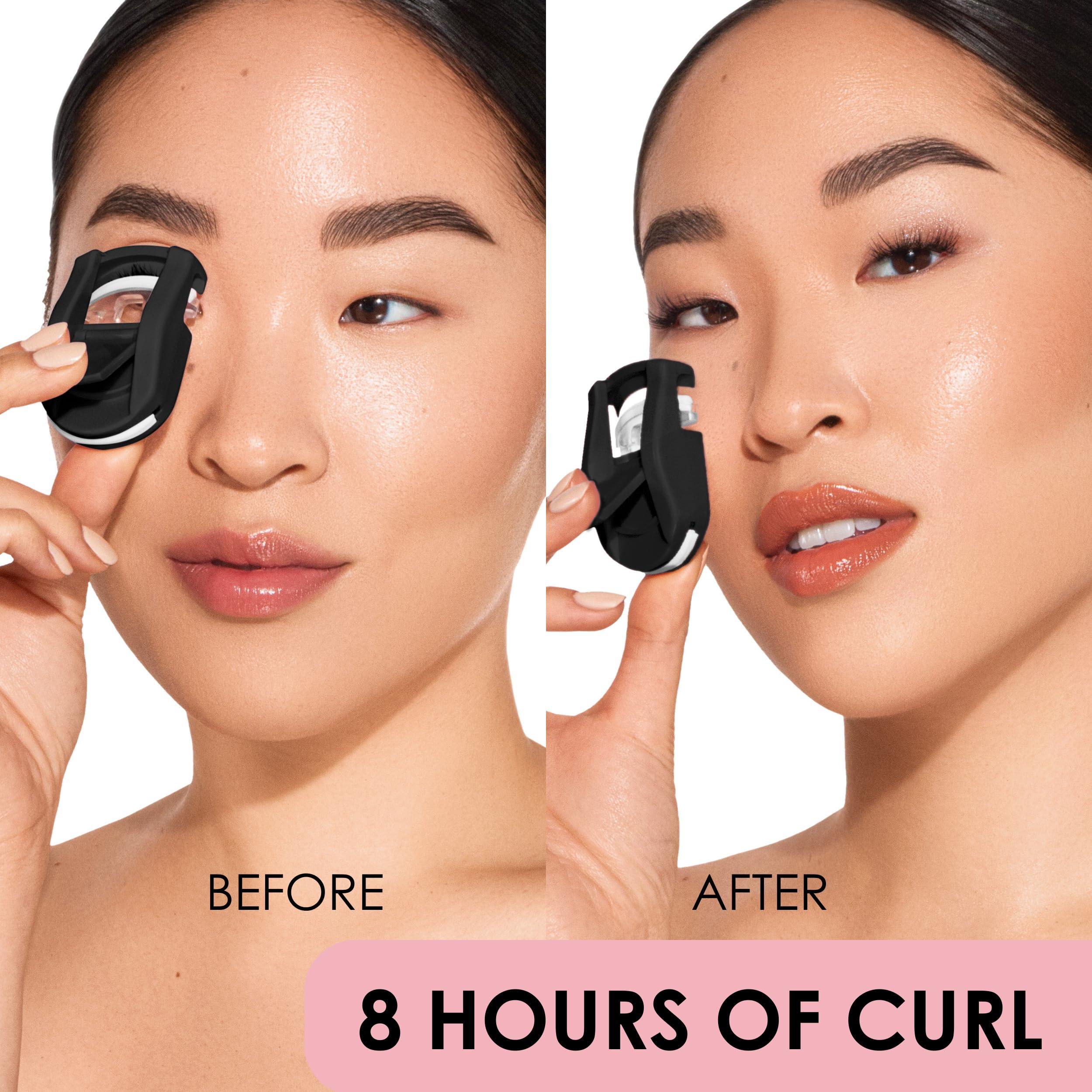 JAPONESQUE JAPONESQUE Travel Eyelash Curler, Black - Plastic Eyelash Curlers for Travel Makeup, Go Curl Lash Curler with Bonus Replacement Lash Pad - 1 Pack