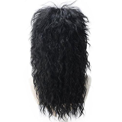magic acgn magic acgn Black Curly 70s 80s Wig Halloween Costumes Wig 80s themed authenic Rocking Punk Rocker Mullet Wig