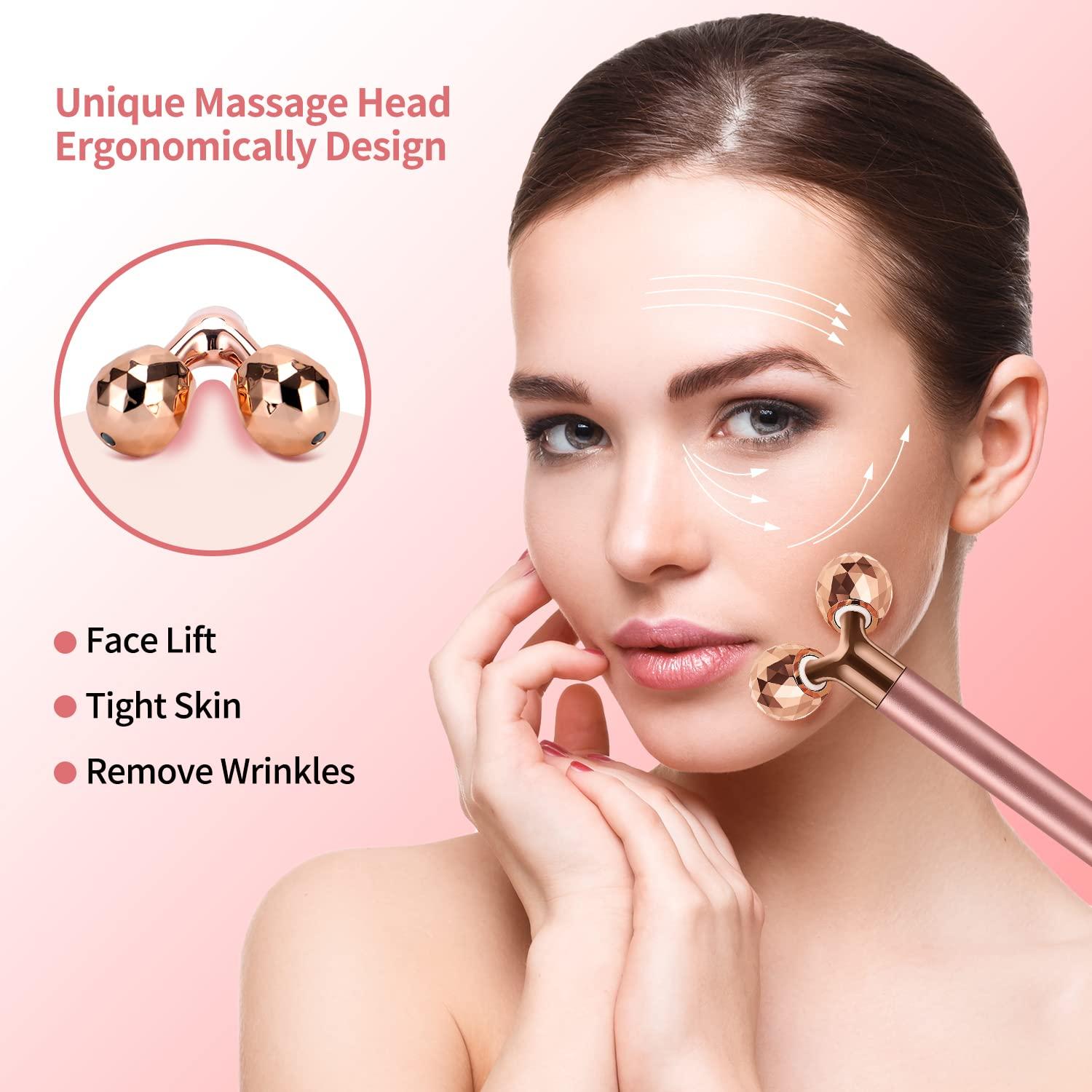 SSGP 2-in-1 Face Massager Roller Electric Face Roller, 3D Roller and Crescent-Shape Face Massager Kit for Face Skin Care Tools