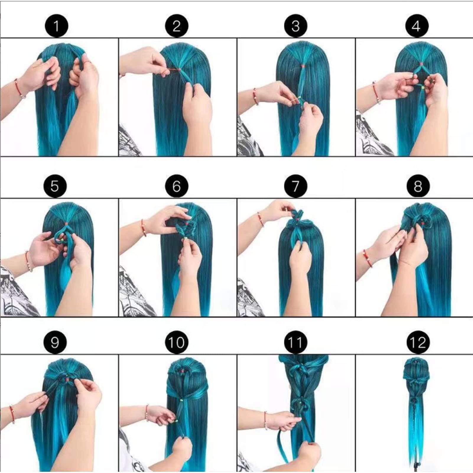 TITA-DONG Hair Mannequin Head, Hair Styling Training Head, Hair Styling Practice Head, Manikin Cosmetology Doll Head, Colorful Hair Braiding Practice Hairdressing Mannequin Head for Salon