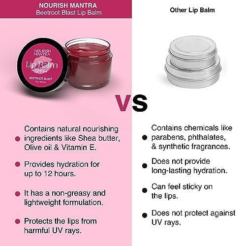 NOURISH MANTRA Nourish Mantra Beetroot Blast Lip Balm with SPF | Made with Olive oil, Shea Butter, Vitamin E and Avocado Oil | For Dry, Chapped & Dark Lips | Best for Both Women and Men | 12g (Pack of 3, Beetroot)