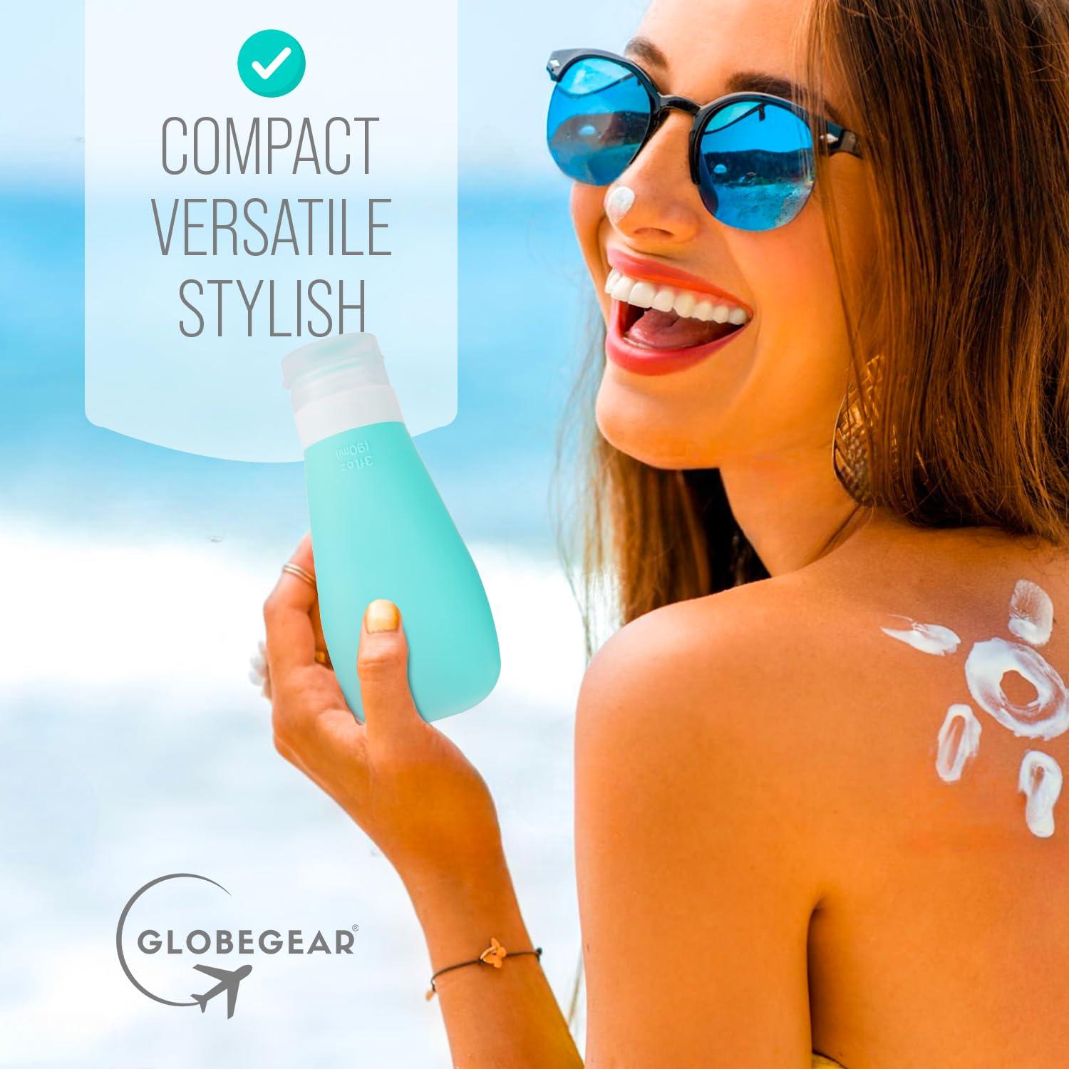 GLOBEGEAR GLOBEGEAR TSA Approved Silicone Travel Bottles Leak Proof & Travel Size Containers for Toiletries Travel Kit with TSA Liquids Travel Bag (model GG3)