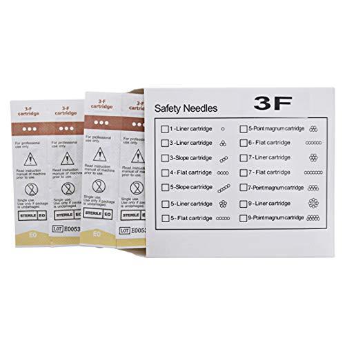 boermeize Cartridge Needles Tattoo Sterilized Flat Shader 3F/5F/7F 20pcs/lot Disposable Needles for Eyebrow Lip Eyeliner Permanent Makeup (3F)