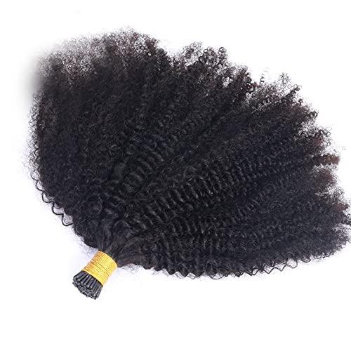 UMRHair 18inch Curly I Tip Hair Extensions Human Hair Afro Kinky Curly 4C 4B ITip Hair for Women 100strands/Bundle 1Bundle 90g/Bundle Brazilian Microlink Beads Pre Bonded Keratin Fusion Easy Stick Tip