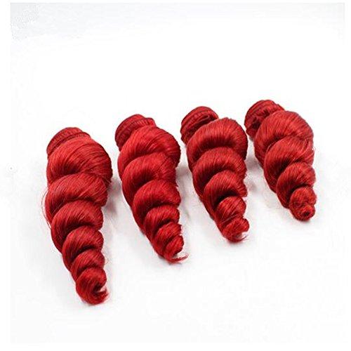 Ruma Hair Ruam Hair 8A 3/4Pcs Full &Thick Red Malaysian Loose Wave Curly Virgin Human Hair Weave Weft Extensions 3/4 Bundles Lot 100G/Pc Mixed Lengths 10-30'' Stock (24 24 24 24)