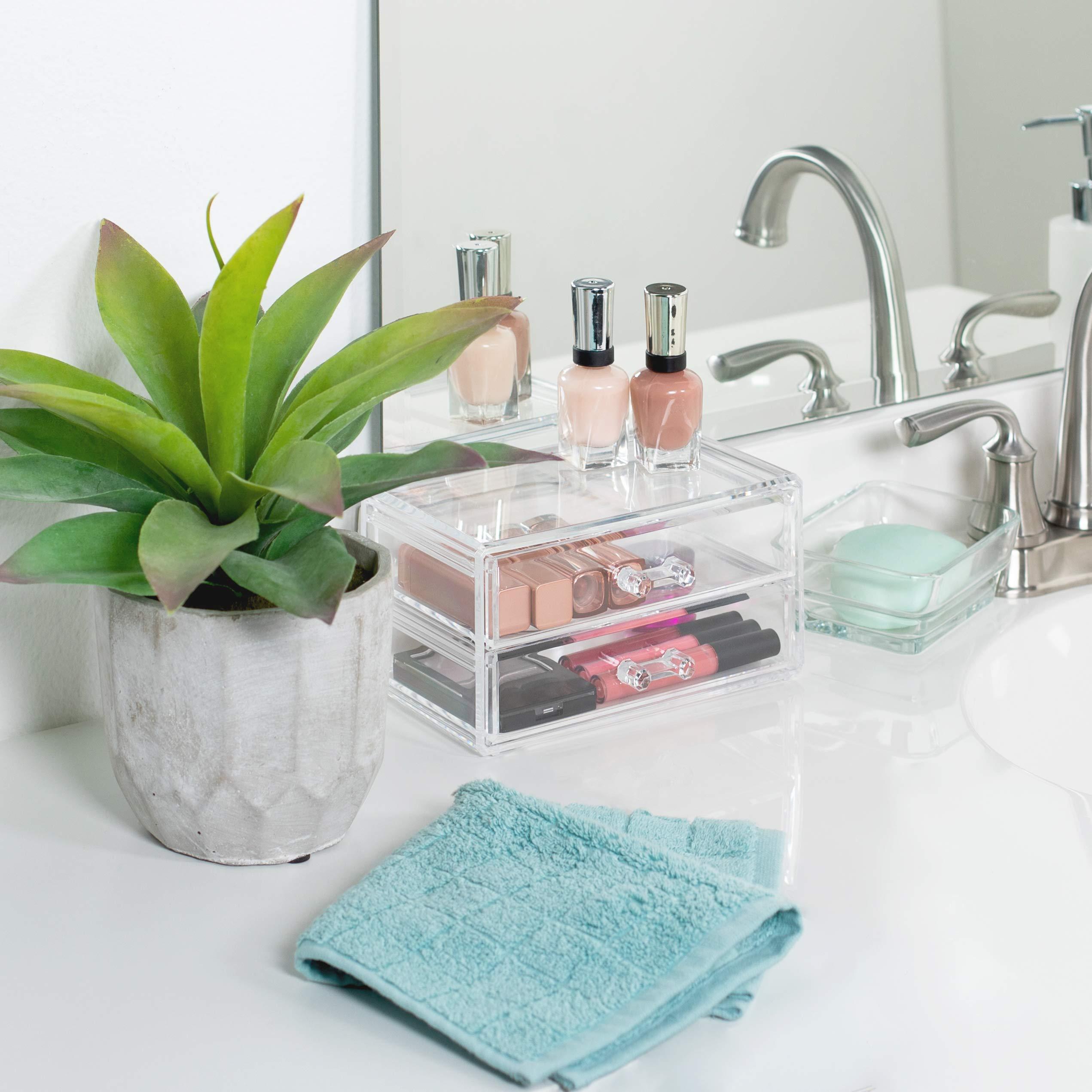 Richards Richards Homewares Stackable Clearly Chic Cosmetic Organizer, 2-Drawer, Clear